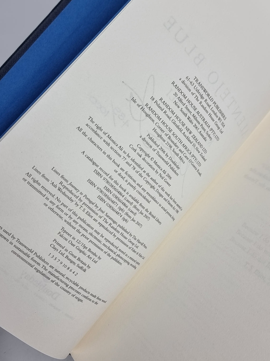 Alentejo Blue, Monica Ali — Signed Limited 1st Edition