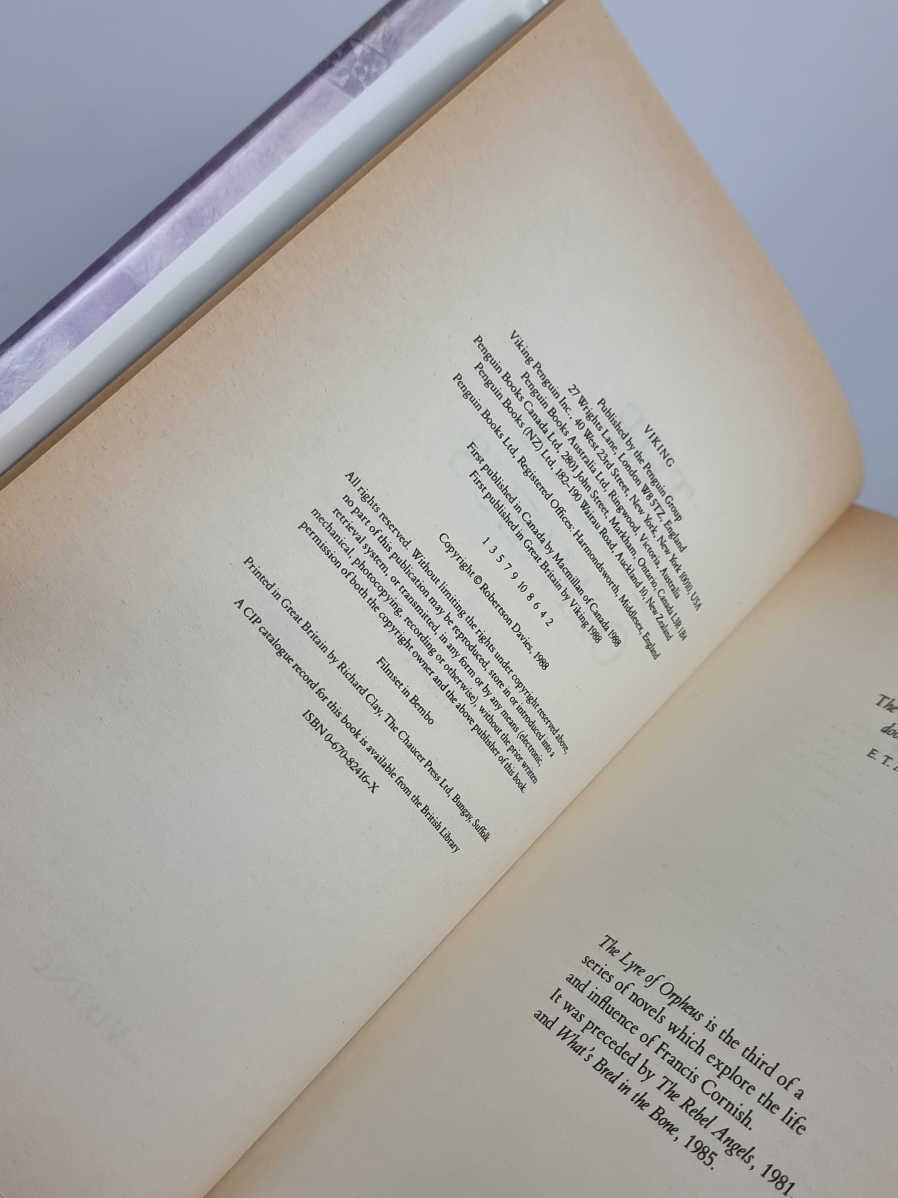 The Lyre of Orpheus, Robertson Davies — 1st Edition