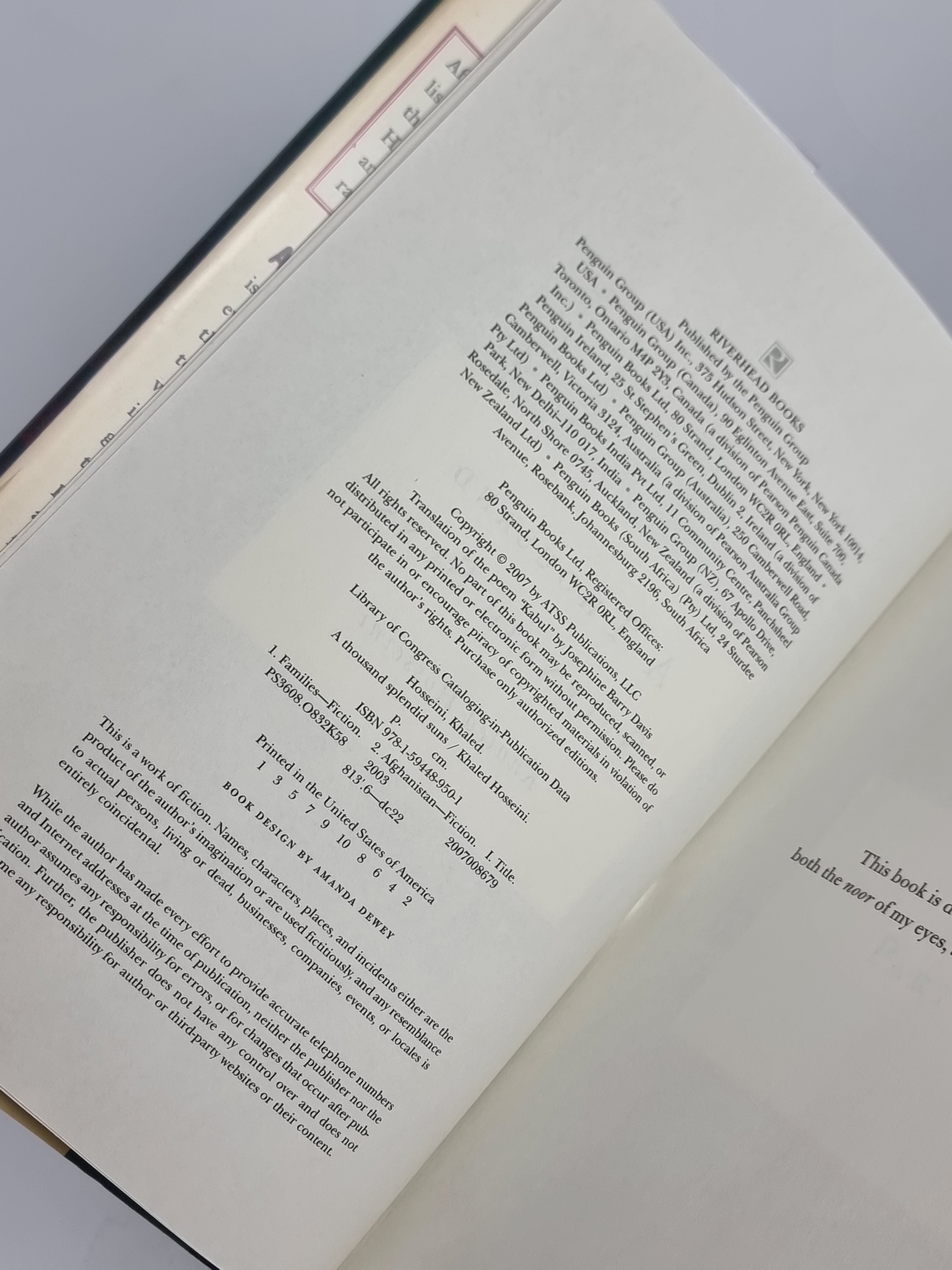 A Thousand Splendid Suns, Khaled Hosseini — 1st Edition