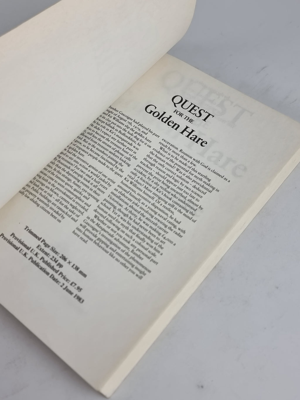Quest for the Golden Hare, Bamber Gascoigne — Uncorrected Proof