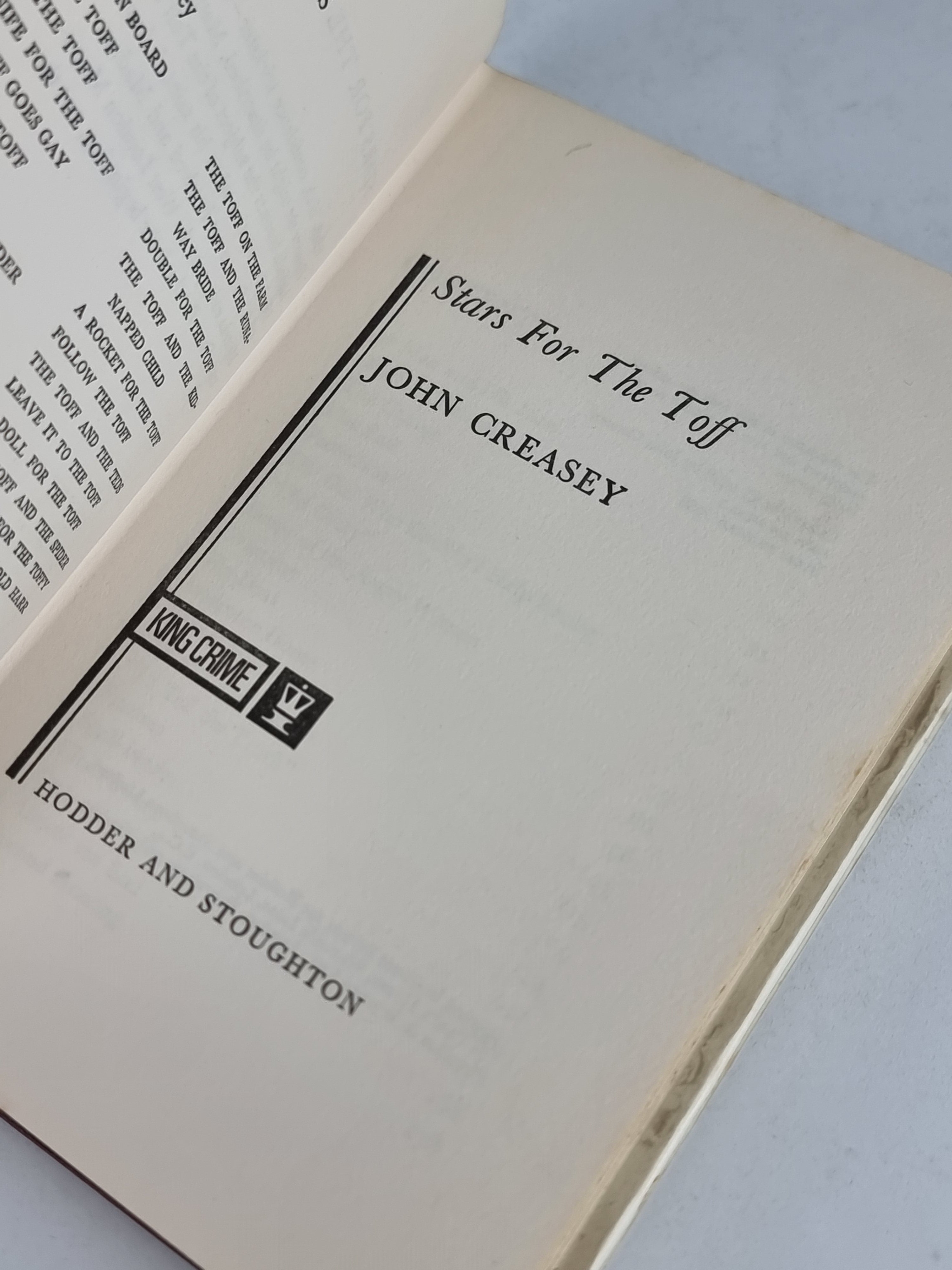 Stars for the Toff, John Creasey — 1st Edition