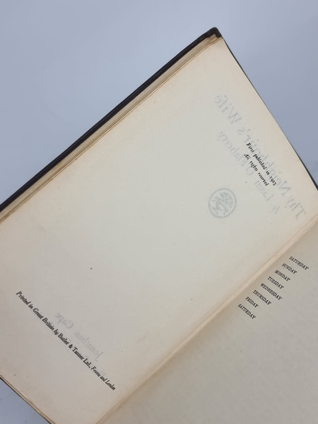 Thy Neighbour's Wife, Liam O'Flaherty — 1st Edition