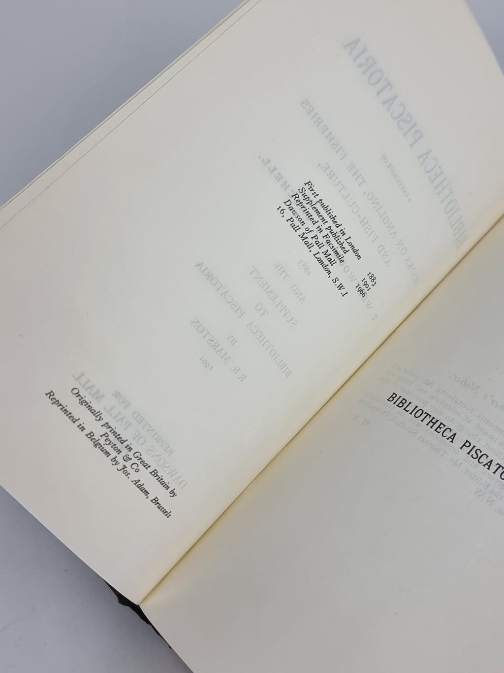 Bibliotheca Piscatoria: A Catalogue of Books on Angling, the Fisheries and Fish-Culture, T. Westwood & T. Satchell