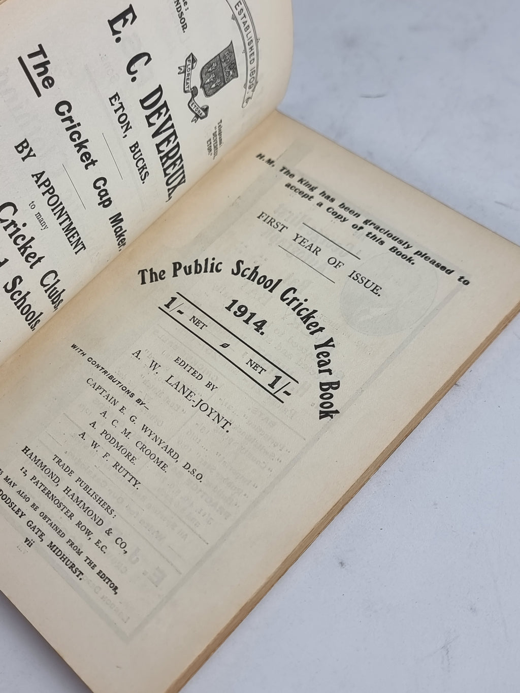 The Public School Cricket Year Book, Edited by A. W. Lane-Joynt — 1st Edition