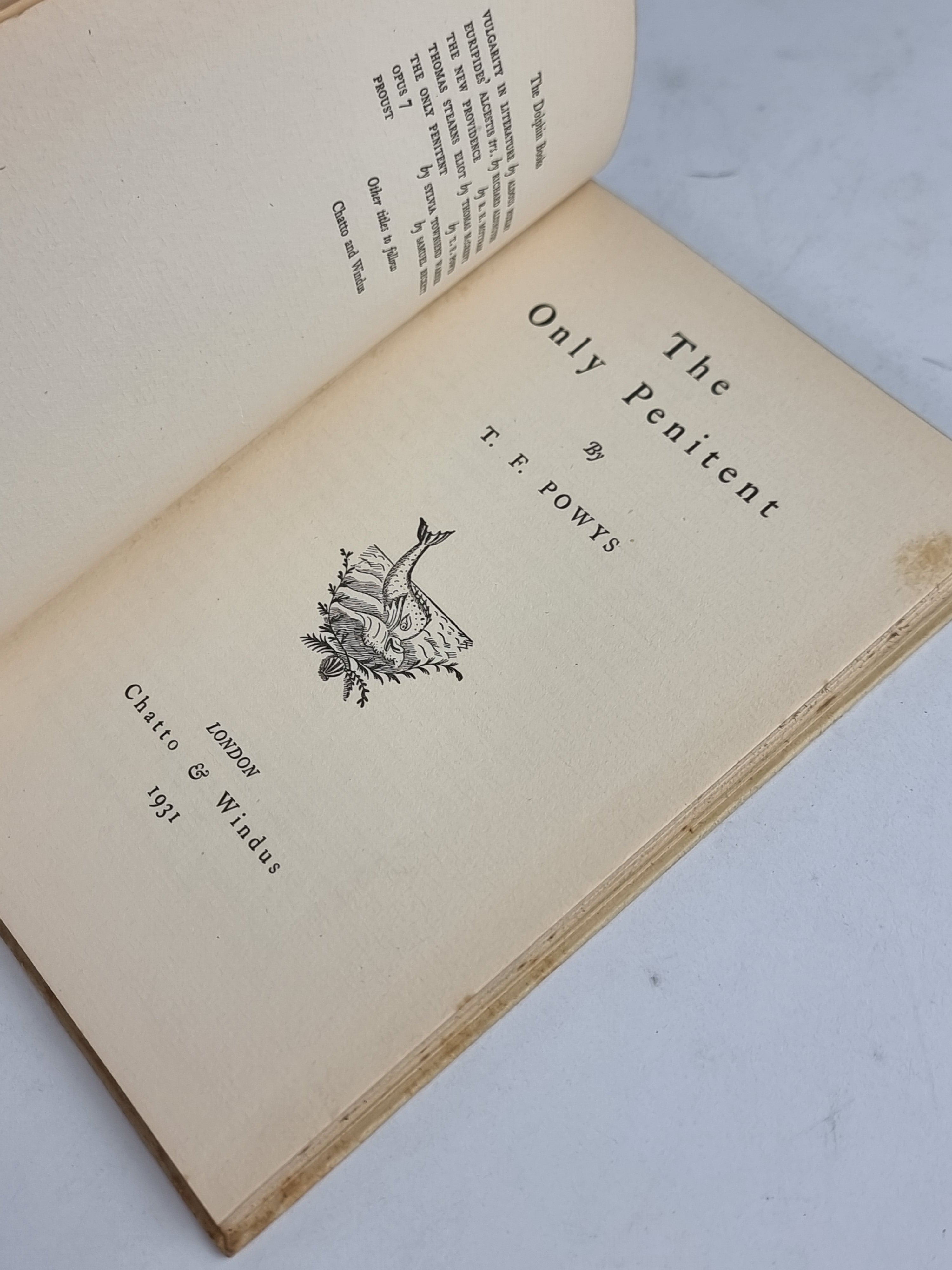 The Only Penitent, T. F. Powys — 1st Edition