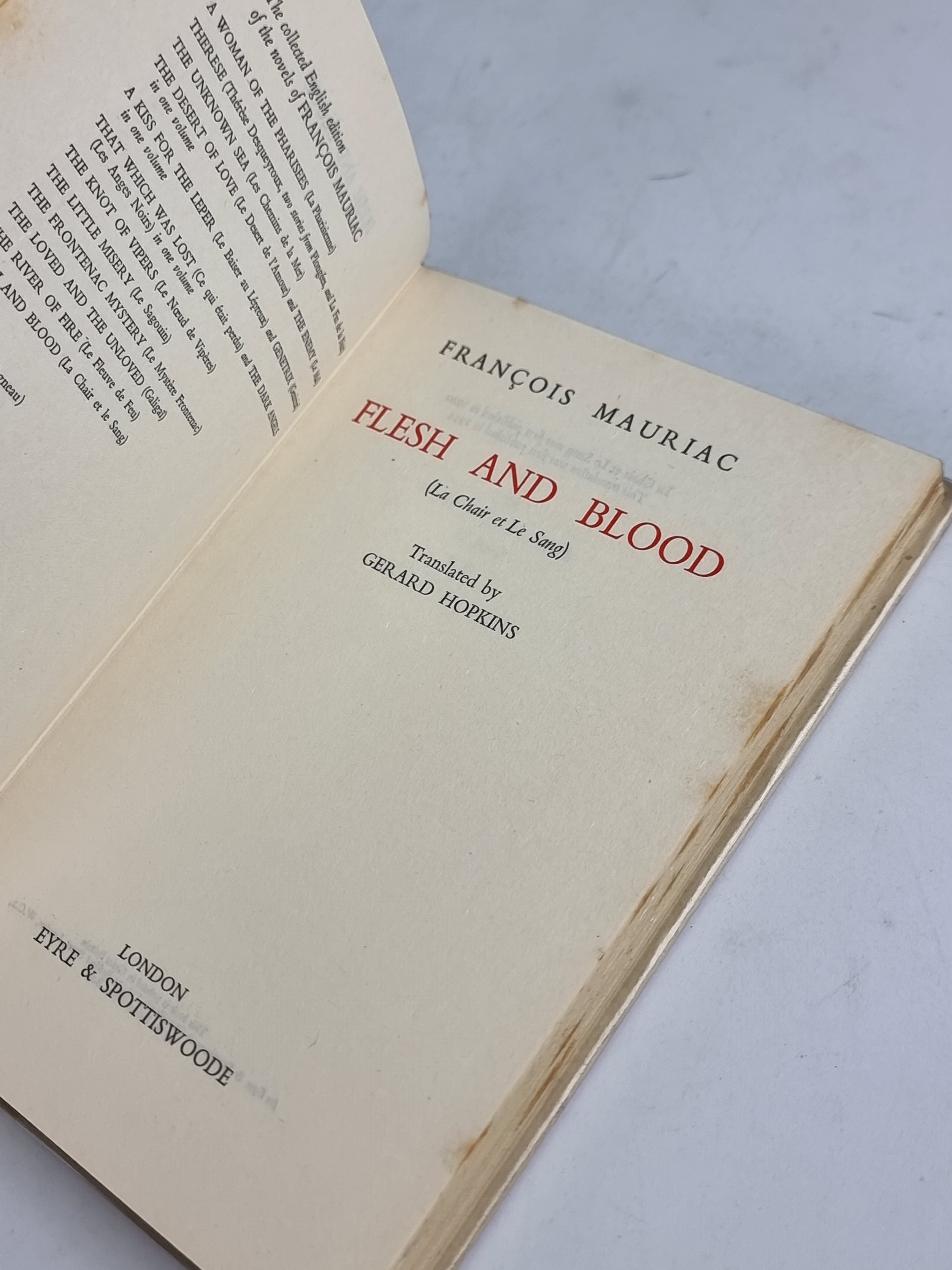 Flesh and Blood, François Mauriac — 1st English Edition