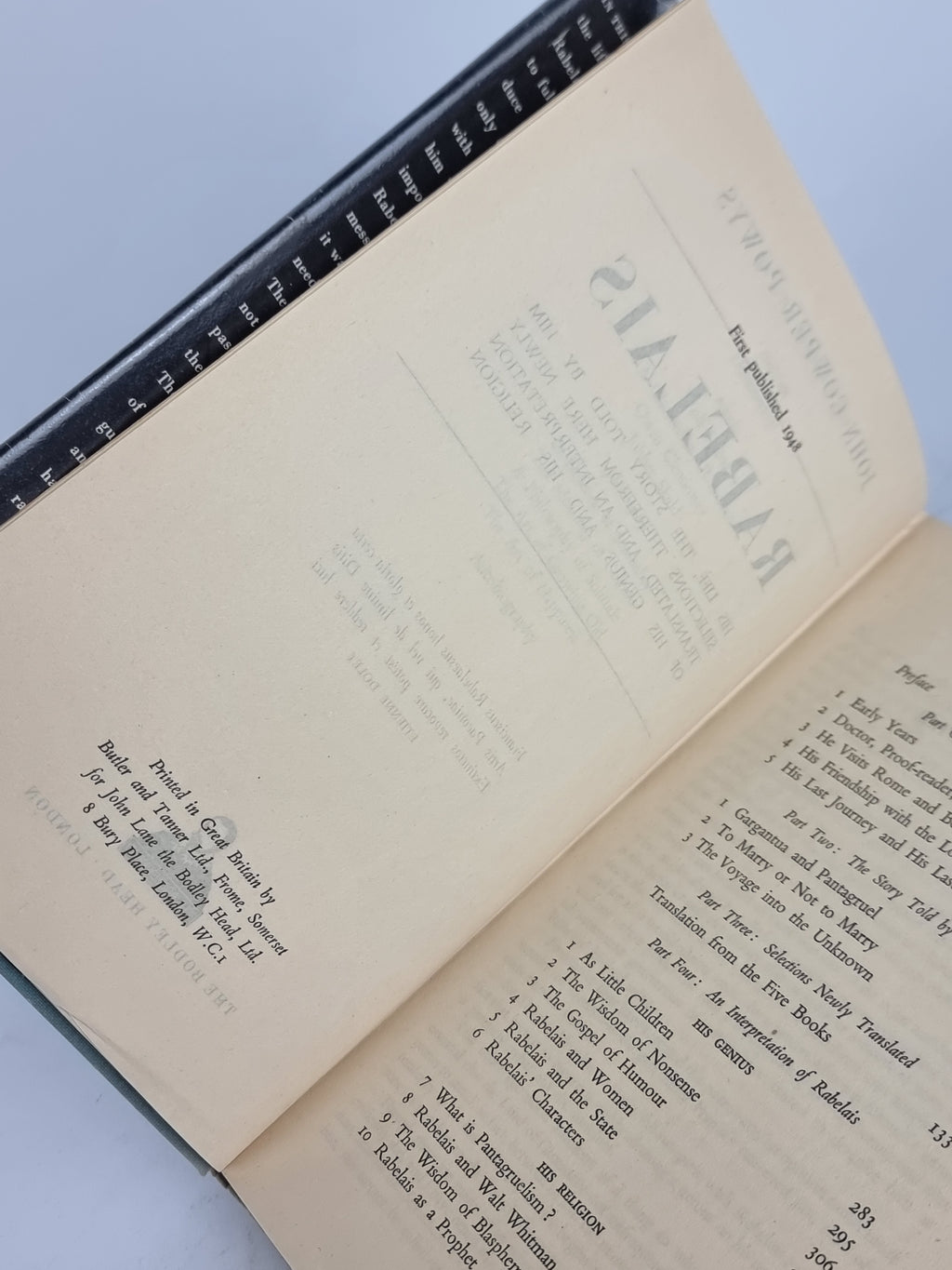 Rabelais, John Cowper Powys — 1st Edition