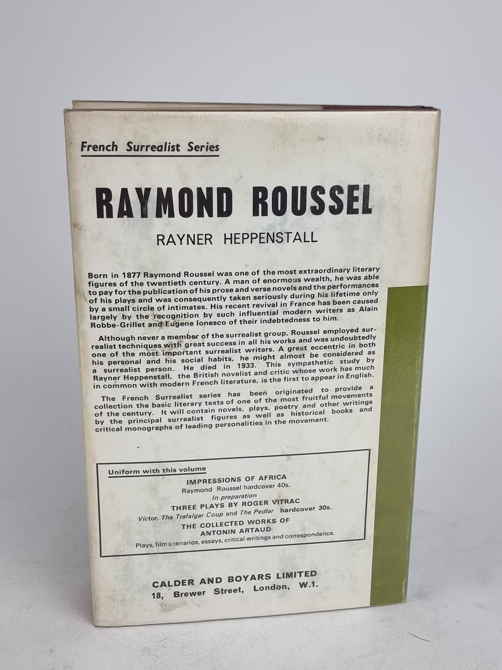Raymond Roussel: A Critical Guide, Rayner Heppenstall — 1st Edition