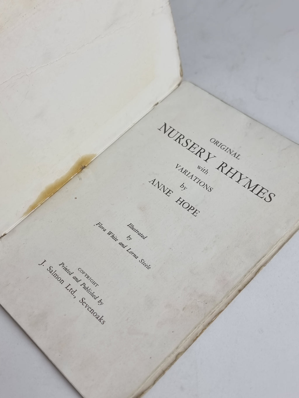 Original Nursery Rhymes with Variations, Anne Hope — 1st Edition
