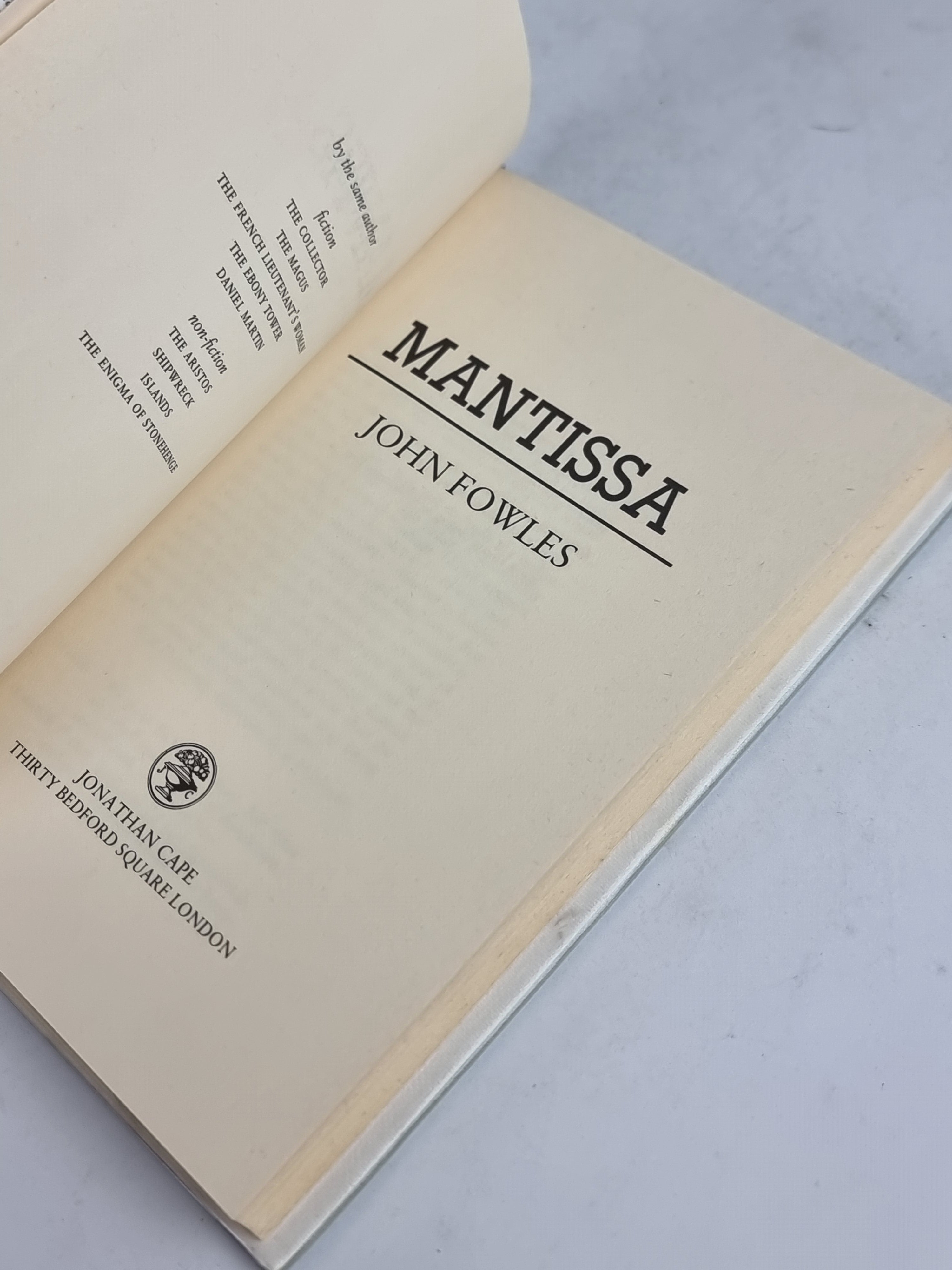 Mantissa, John Fowles — 1st Edition
