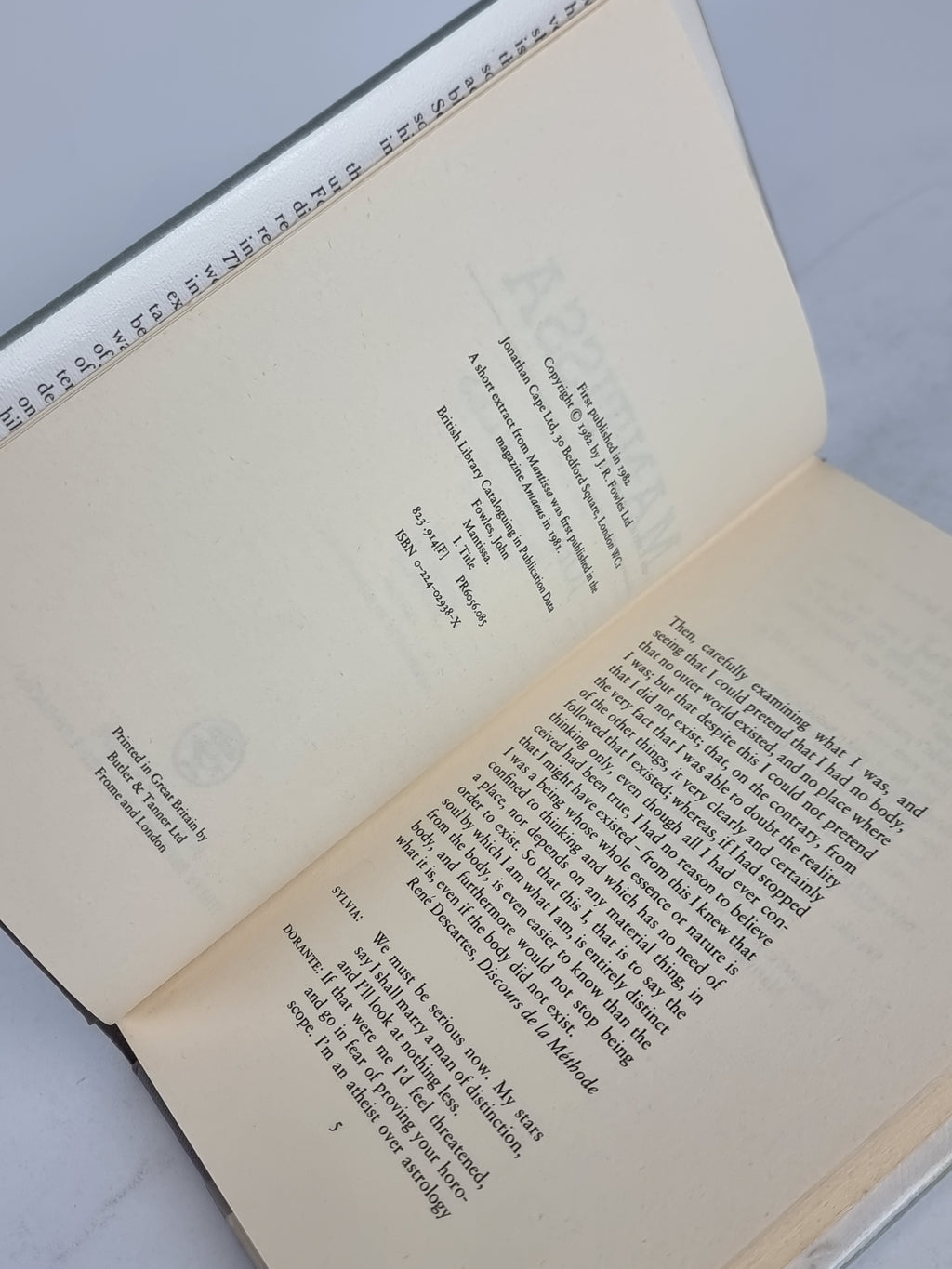 Mantissa, John Fowles — 1st Edition