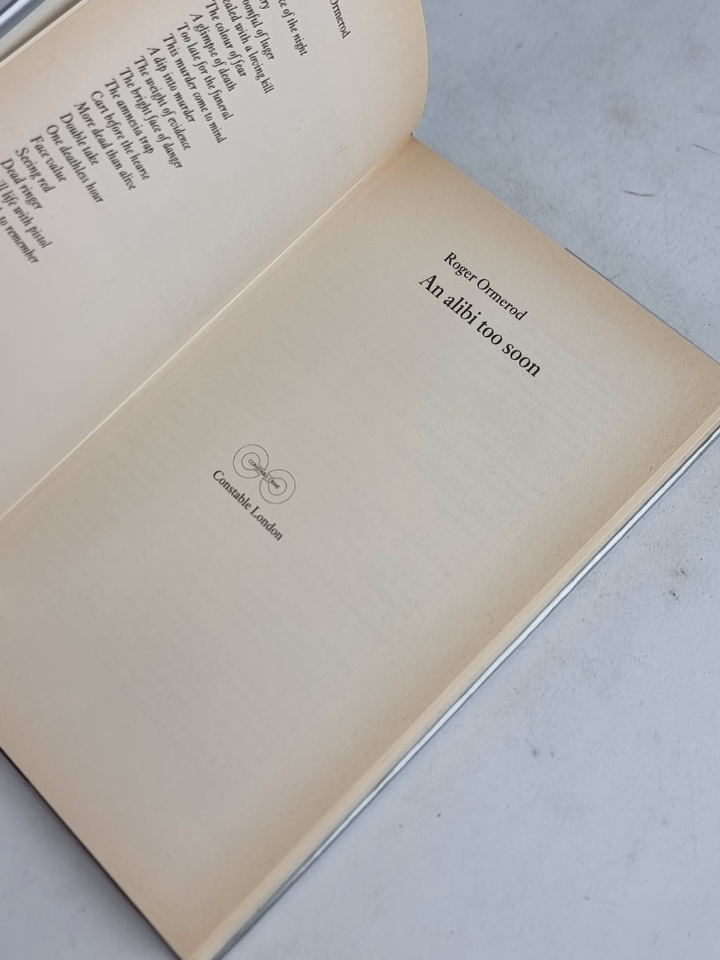 An Alibi Too Soon, Roger Ormerod — 1st Edition