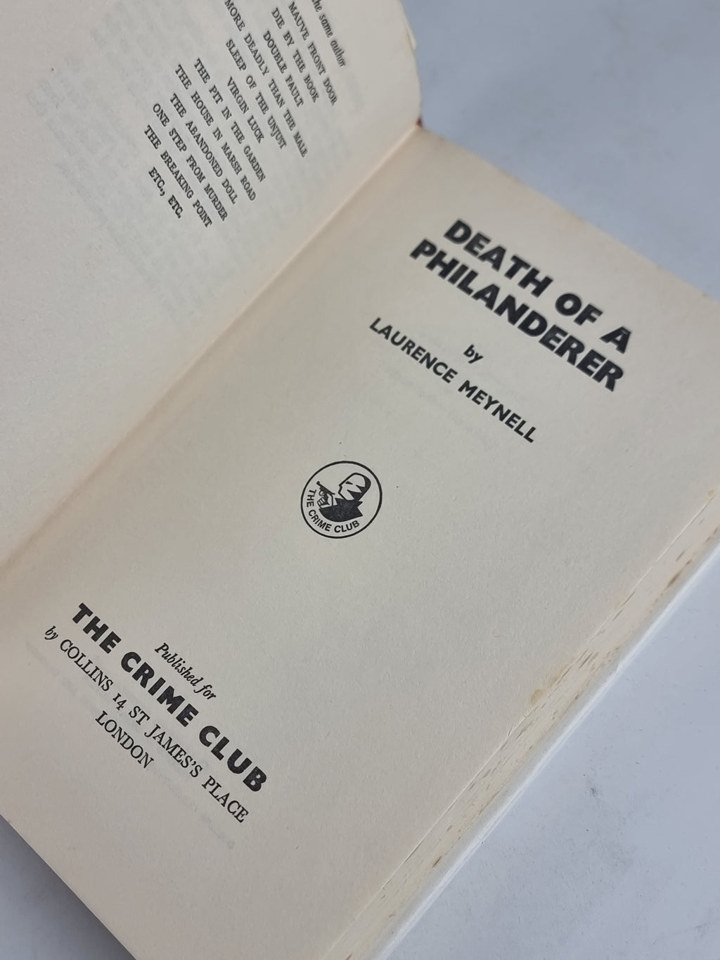 Death of a Philanderer, Laurence Meynell — 1st Edition