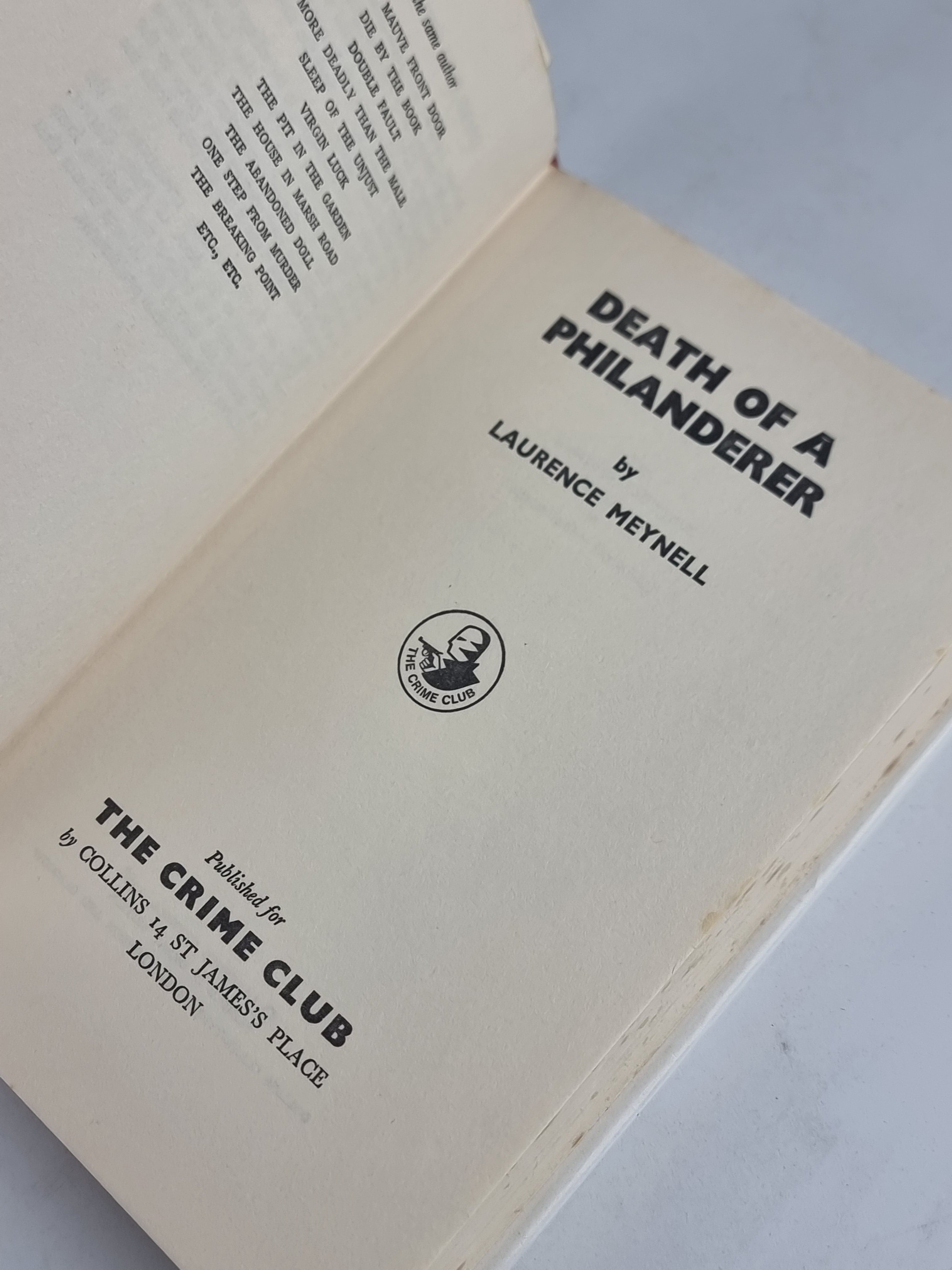 Death of a Philanderer, Laurence Meynell — 1st Edition