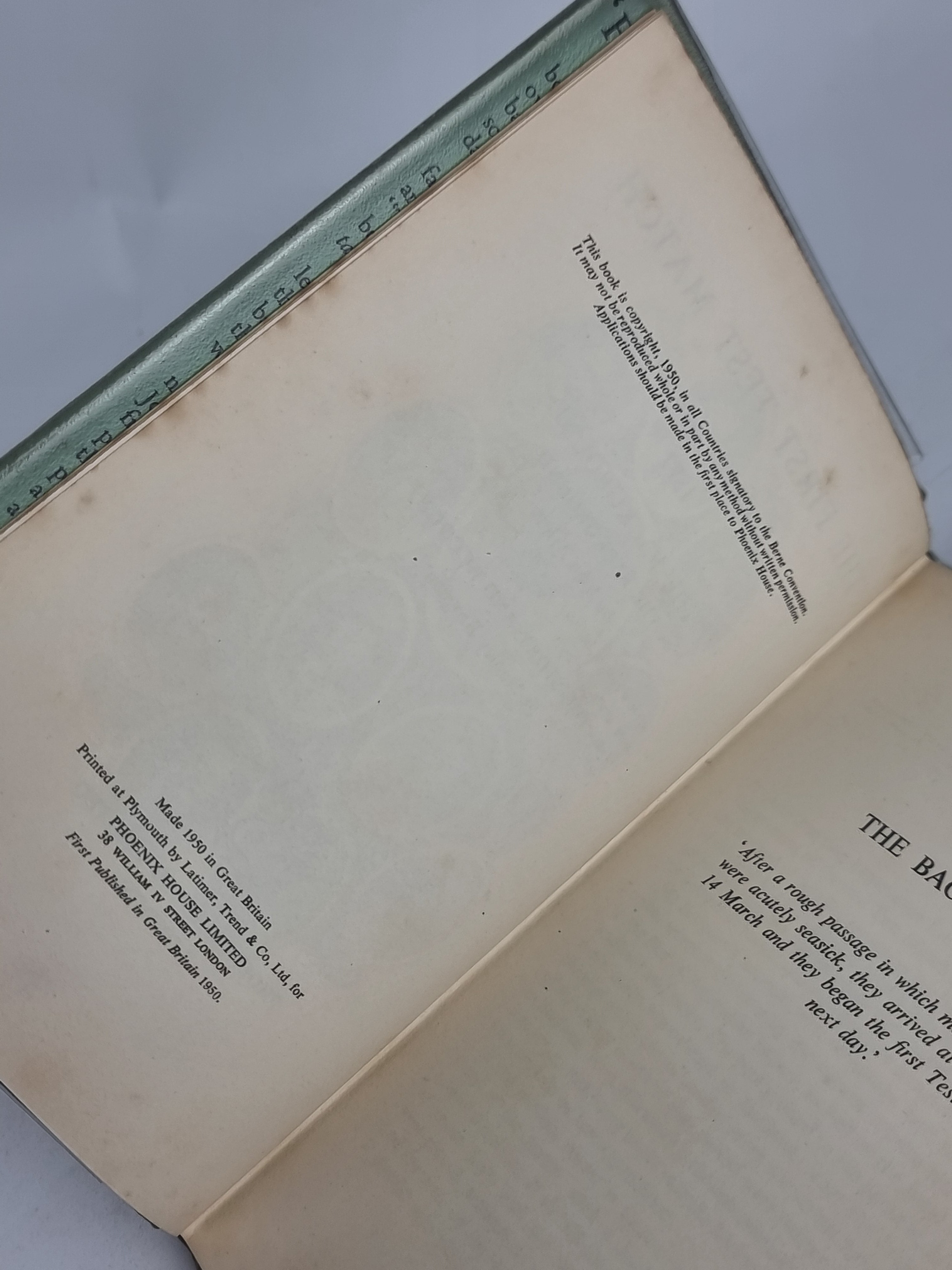 The First Test Match, Stanley Brogden & John Arlott — 1st Edition