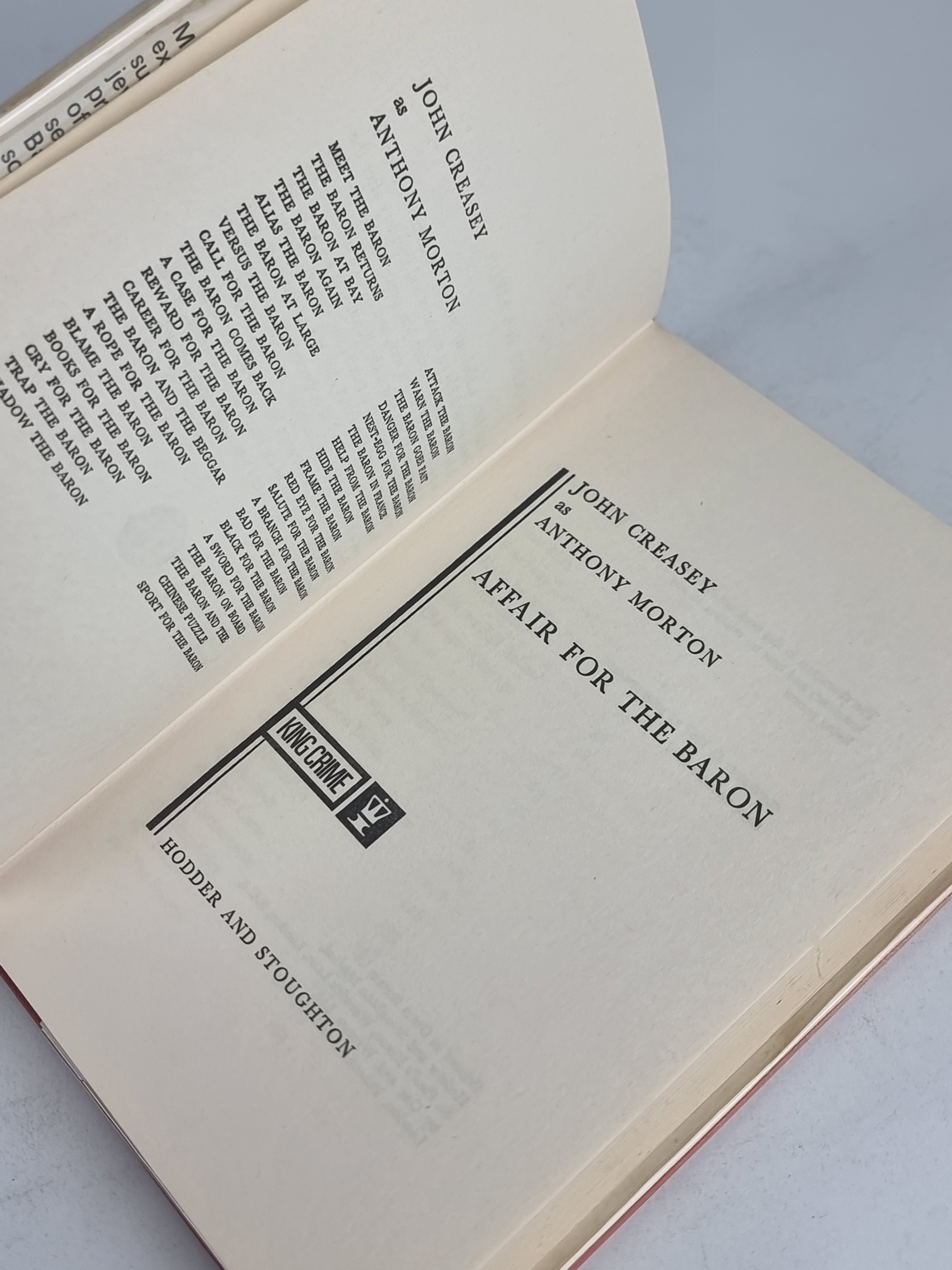 Affair for the Baron, John Creasey as Anthony Morton — 1st Edition