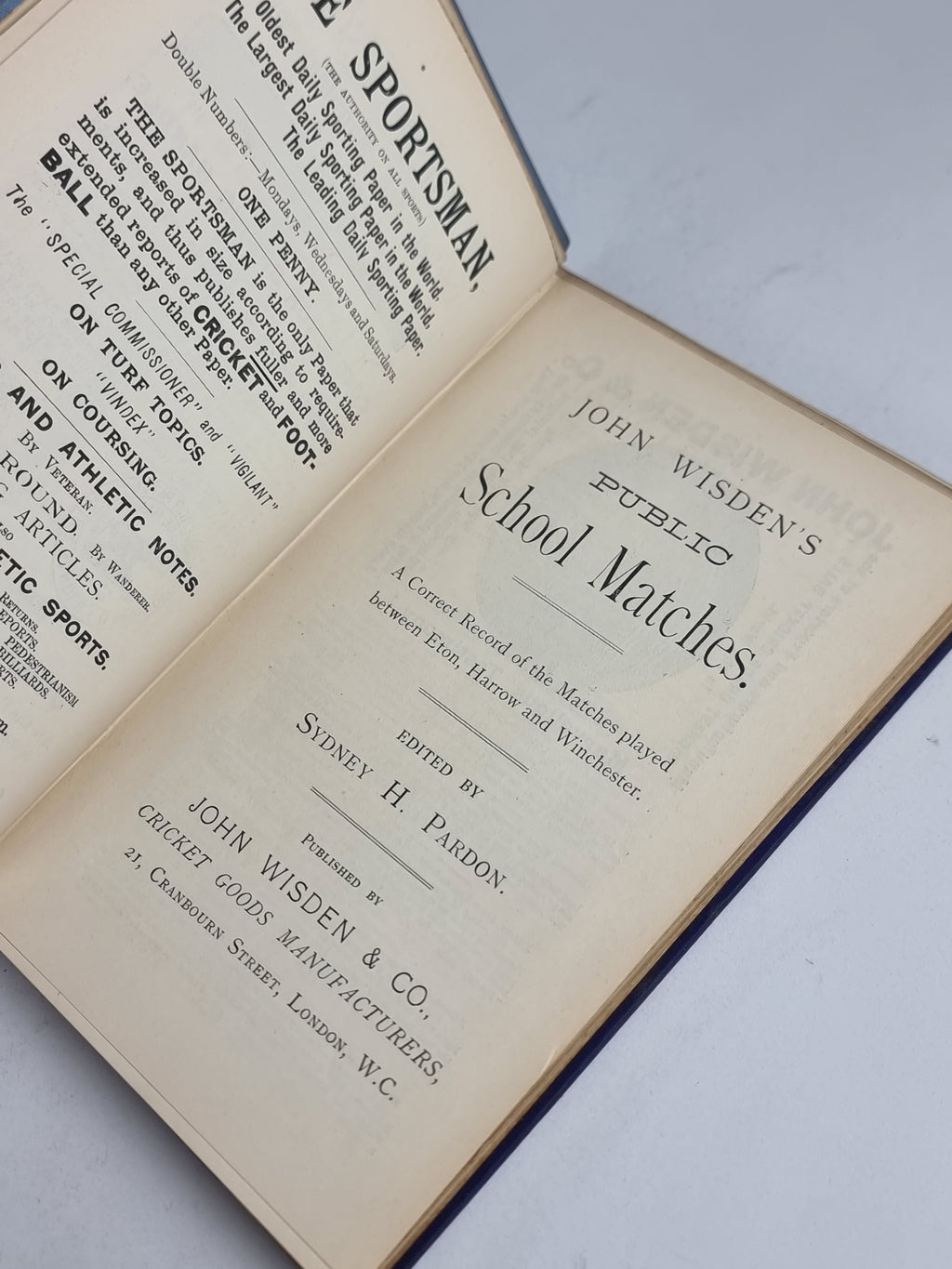 John Wisden's Public School Matches, Sydney H. Pardon (ed.) — 1st Edition