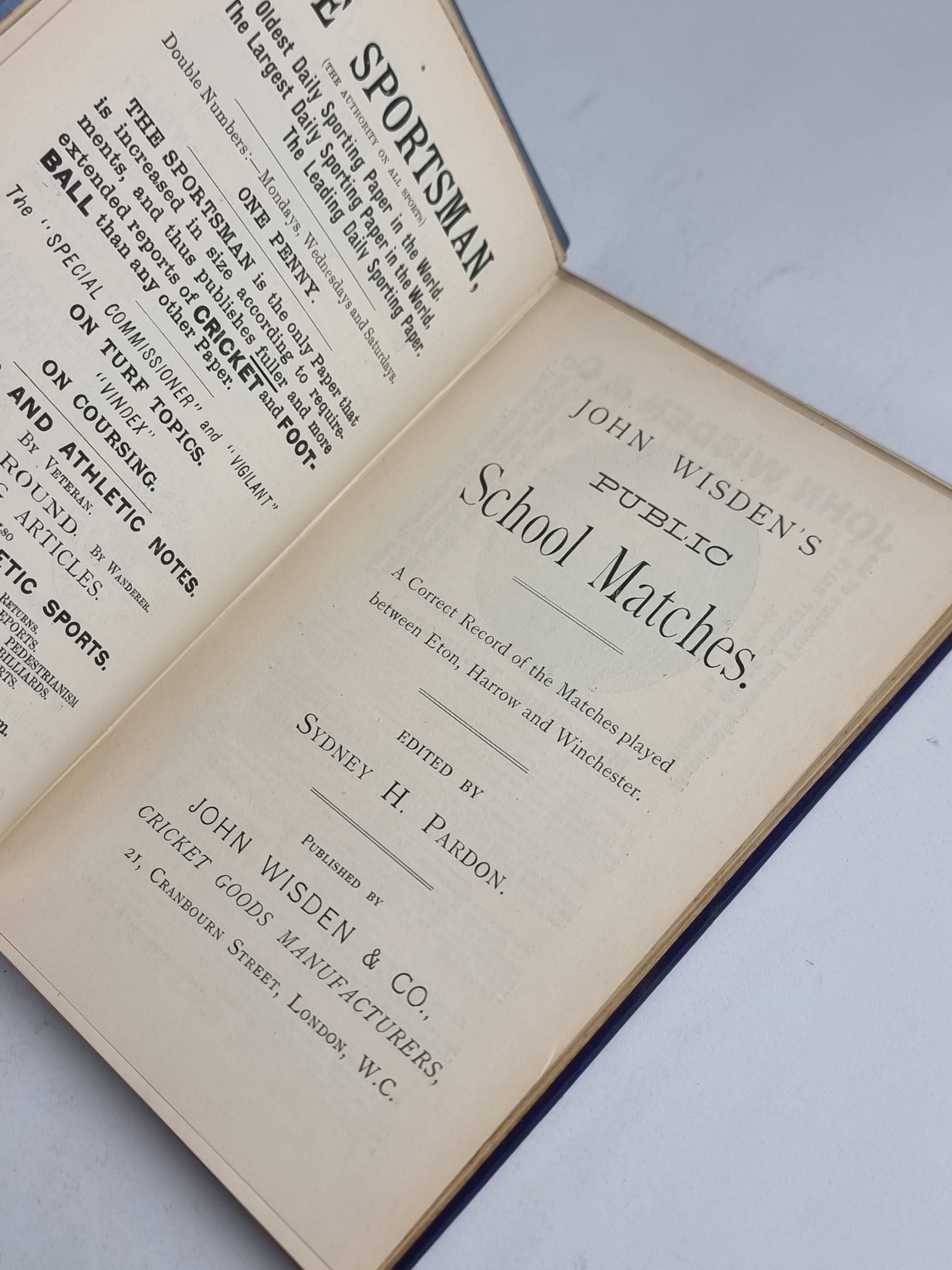 John Wisden's Public School Matches, Sydney H. Pardon (ed.) — 1st Edition