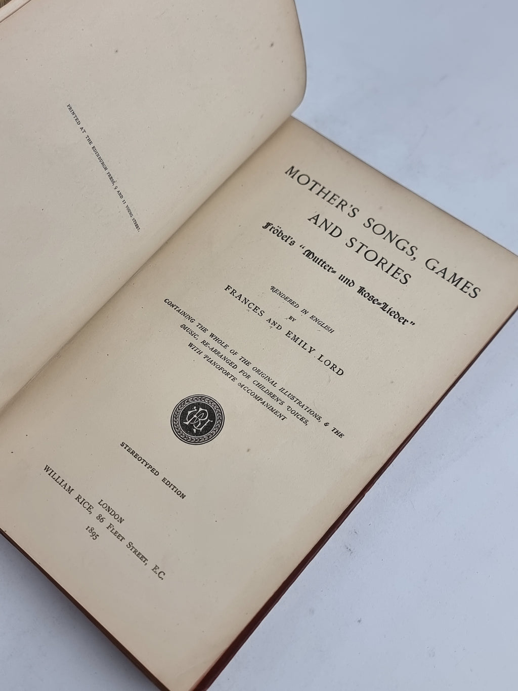 Mother's Songs, Games and Stories, Friedrich Fröbel — Stereotyped Edition