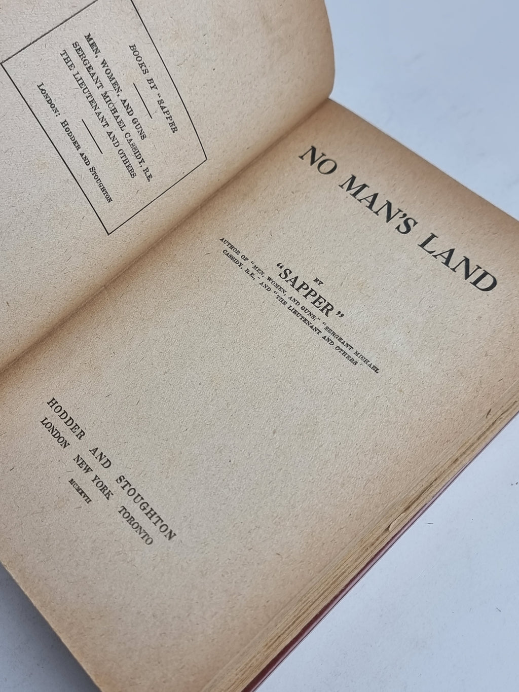 No Man's Land, 'Sapper' (Herman Cyril McNeile) — 1st Edition