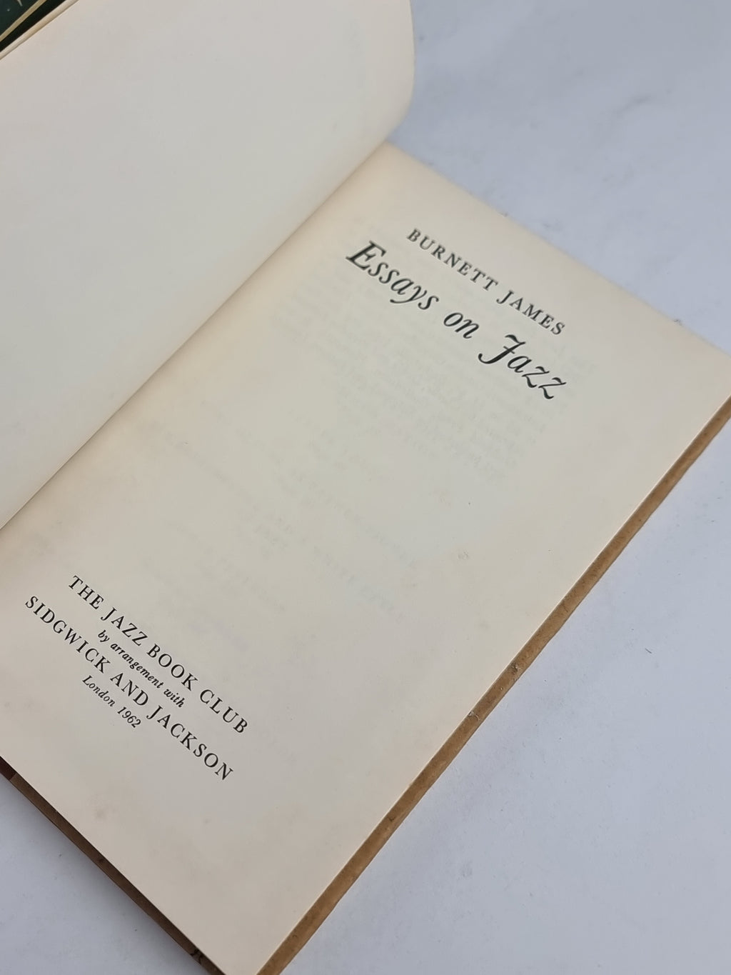 Essays on Jazz, Burnett James — 1st Jazz Book Club Edition