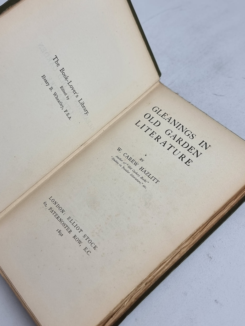 Gleanings in Old Garden Literature, W. Carew Hazlitt — 1892 Printing
