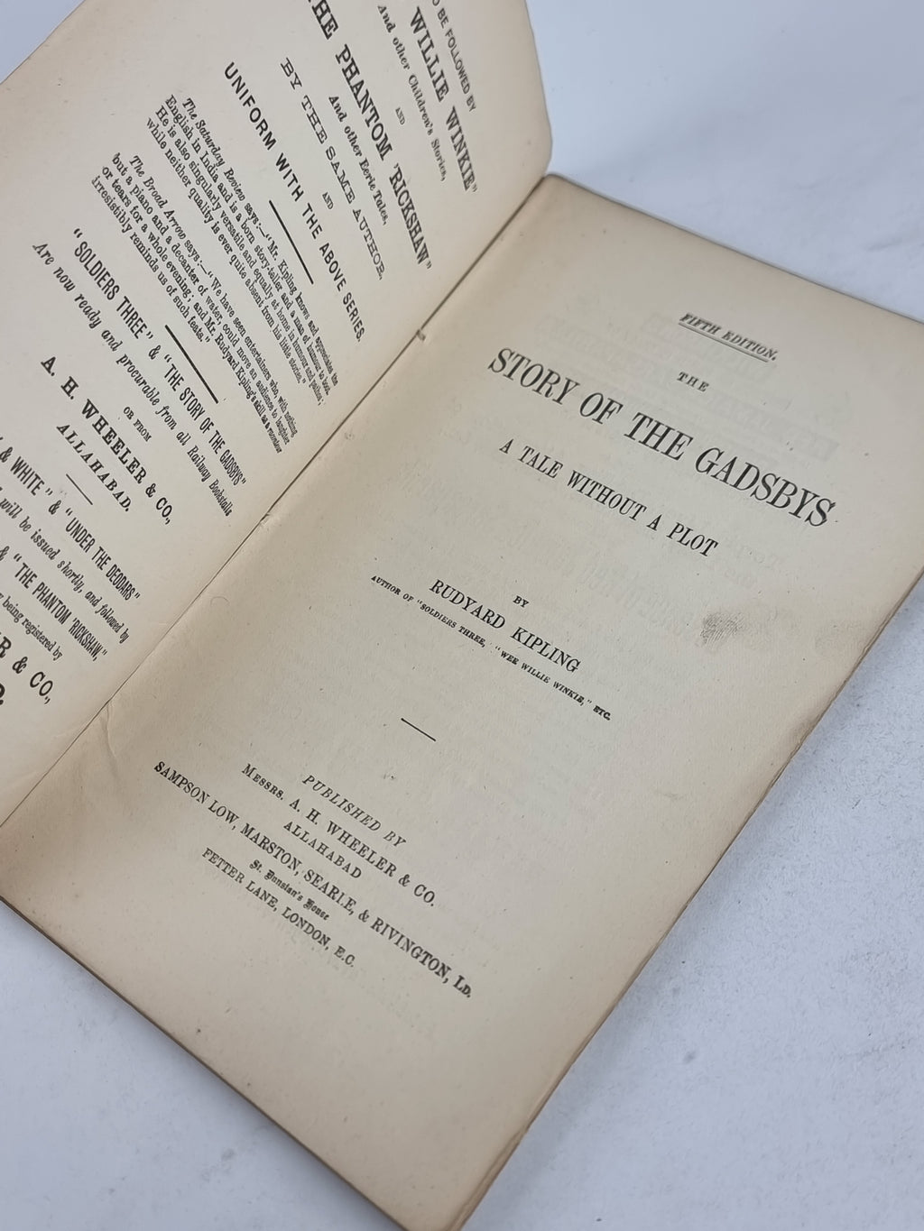 The Story of the Gadsbys, Rudyard Kipling — 5th Edition
