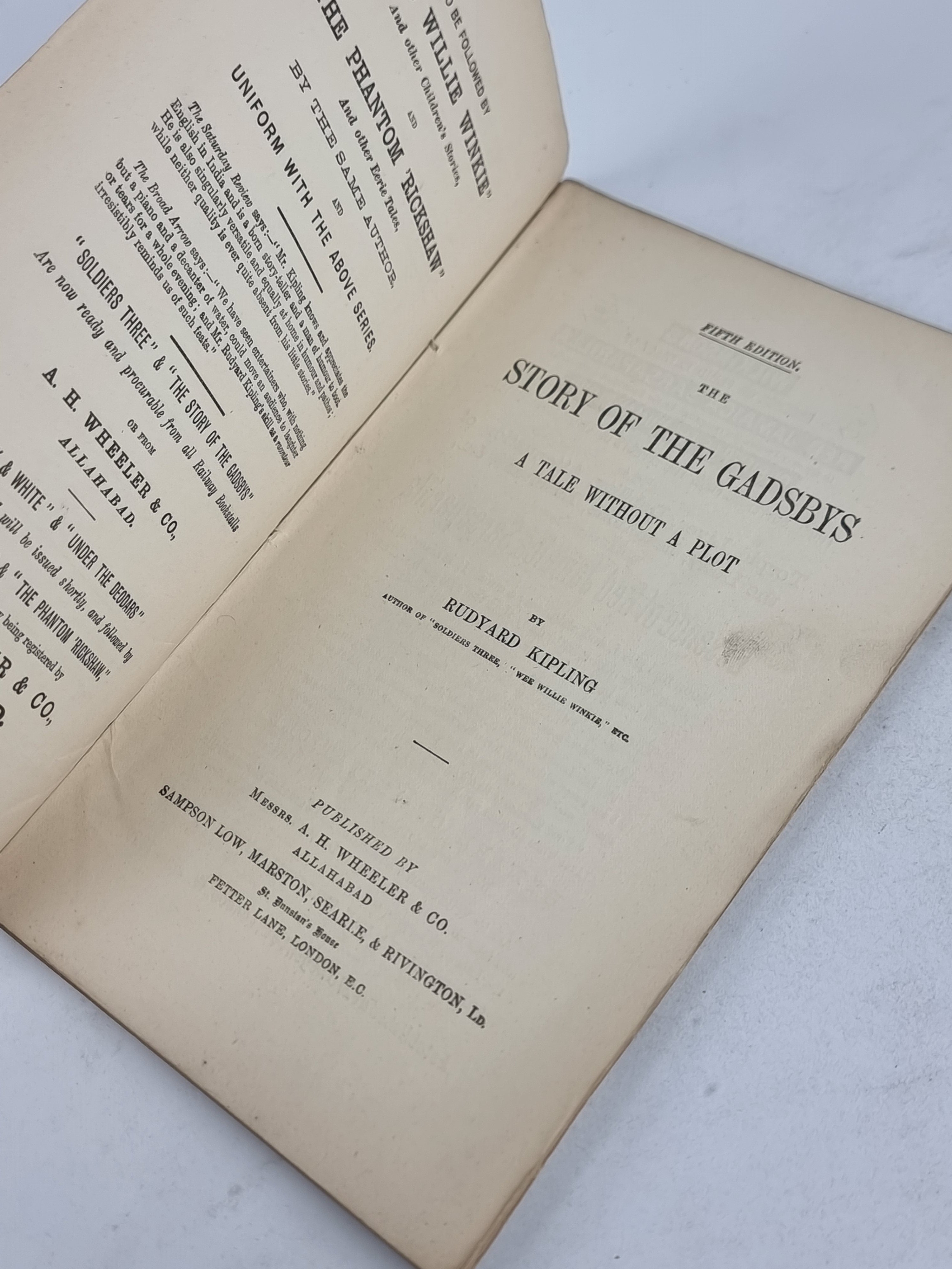 The Story of the Gadsbys, Rudyard Kipling — 5th Edition