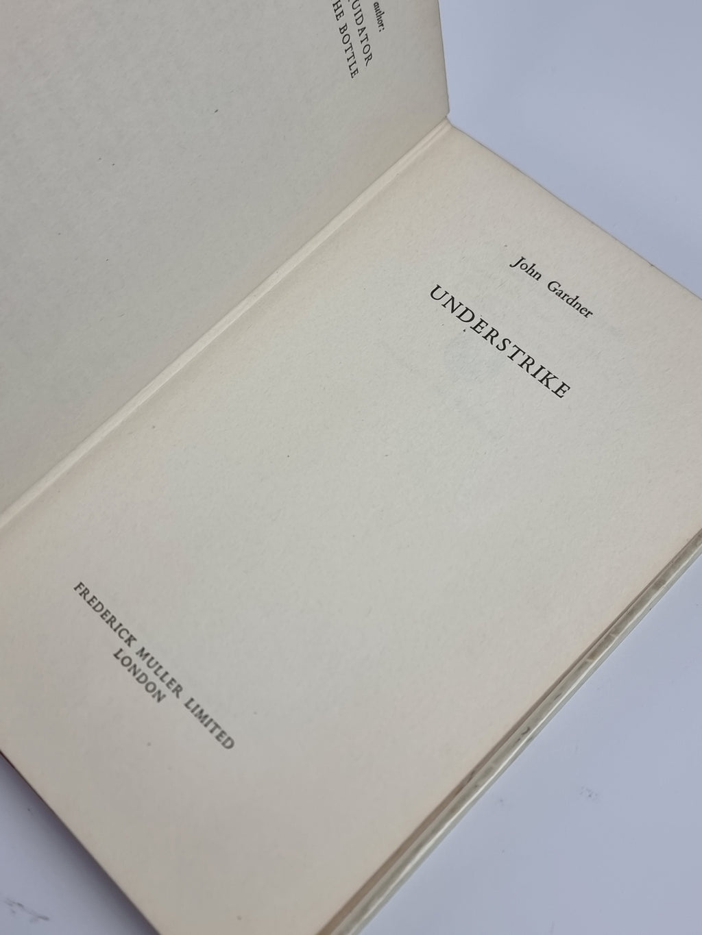 Understrike, John Gardner — 1st Edition