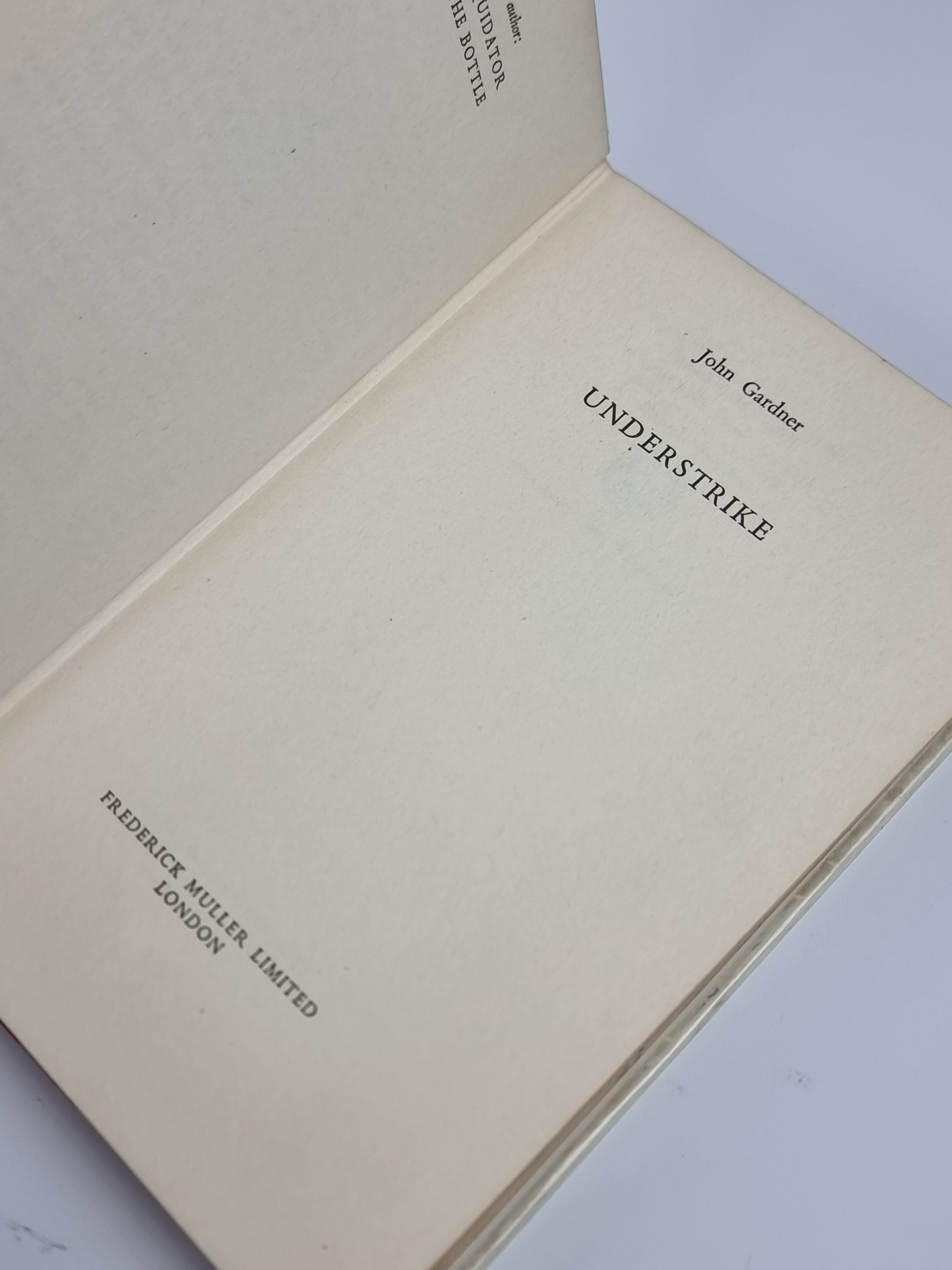 Understrike, John Gardner — 1st Edition