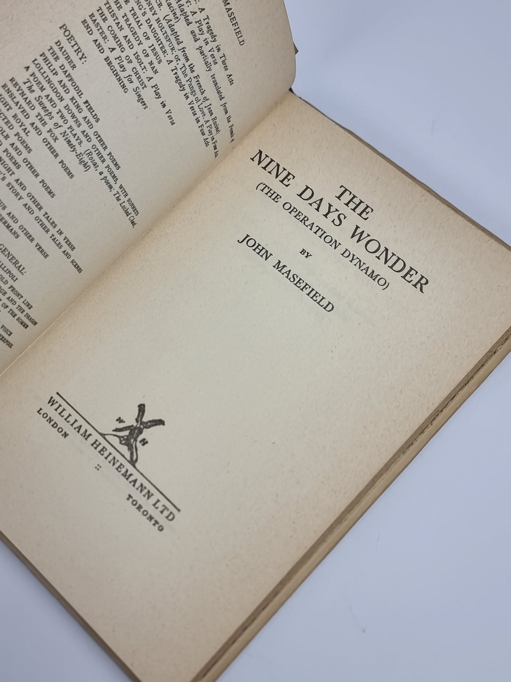 The Nine Days Wonder (The Operation Dynamo), John Masefield — 1st Edition