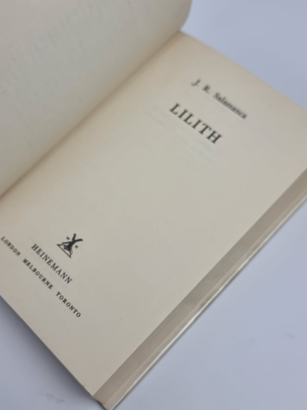 Lilith, J. R. Salamanca — 1st UK Edition
