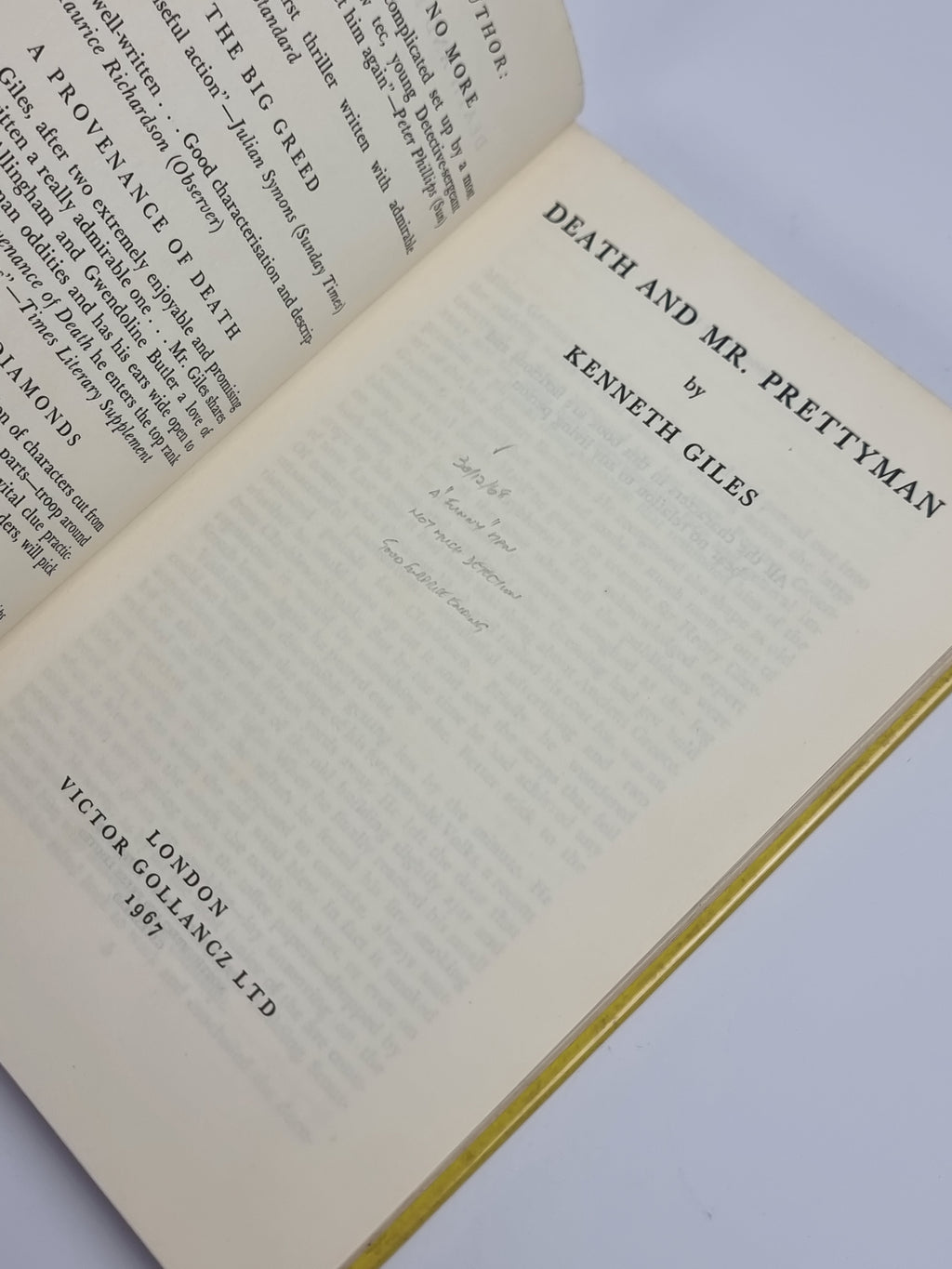 Death and Mr Prettyman, Kenneth Giles — 1st Edition
