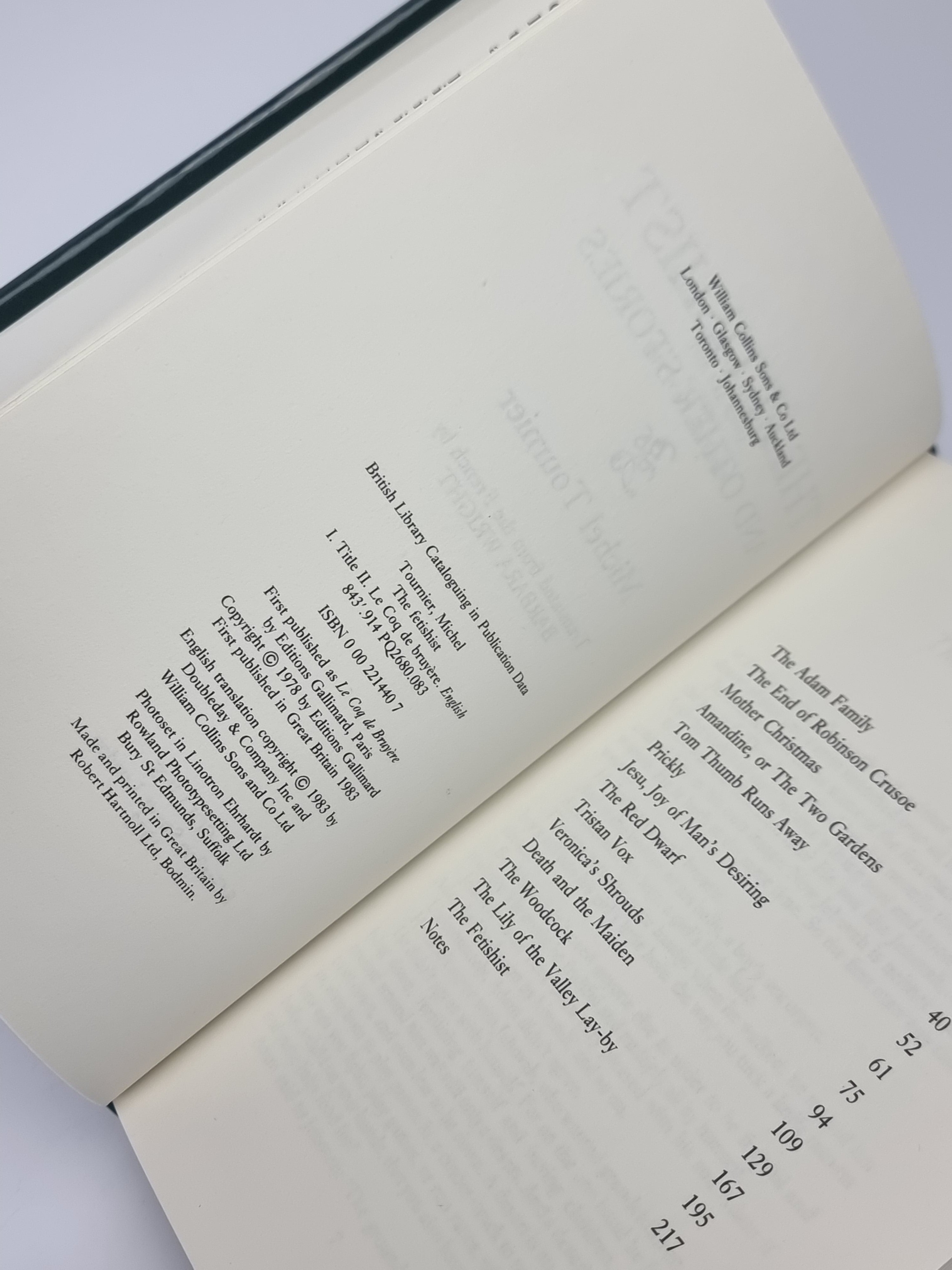 The Fetishist and other stories, Michel Tournier — 1st UK Edition