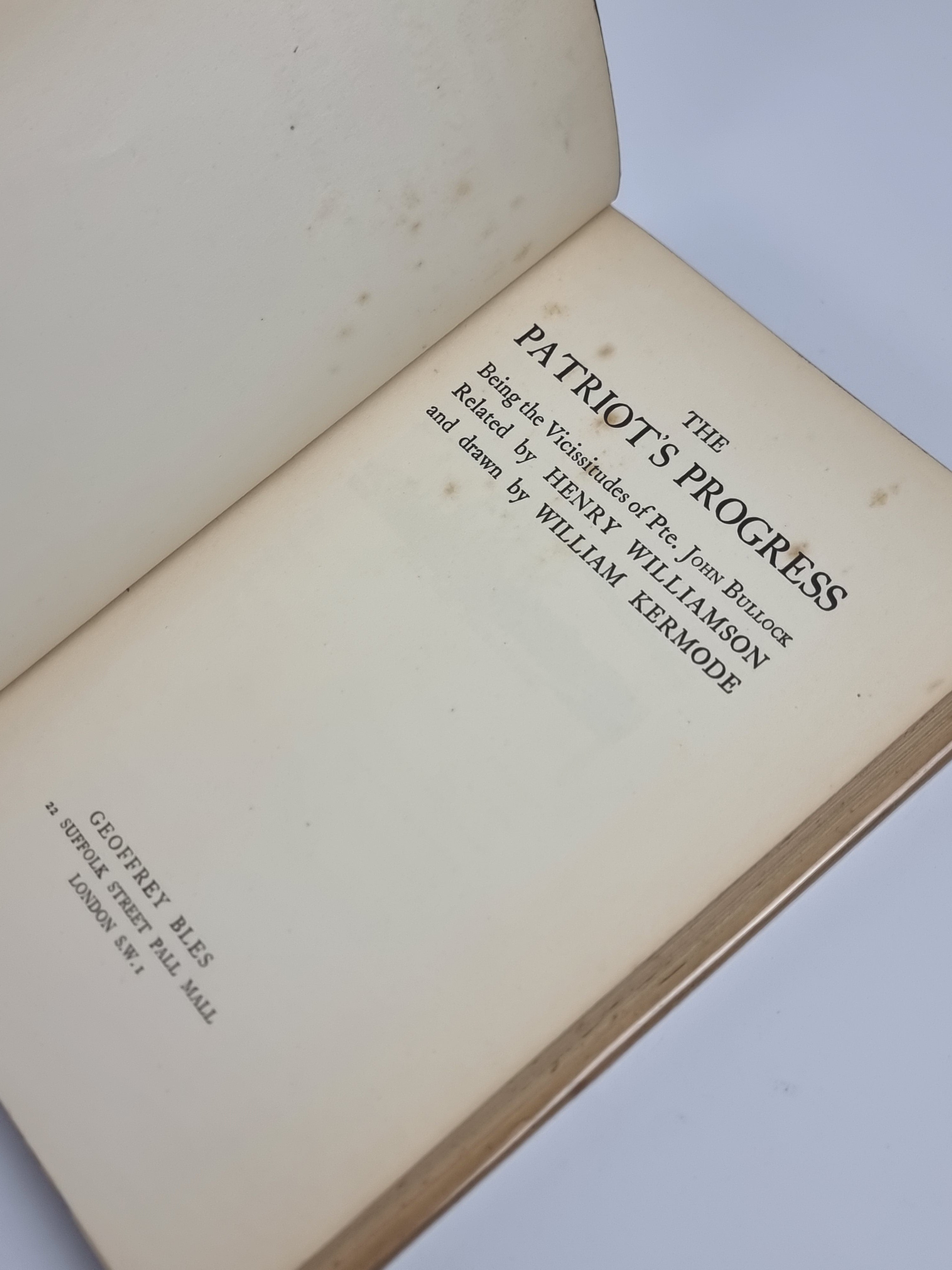 The Patriot's Progress, Henry Williamson — 1st Edition