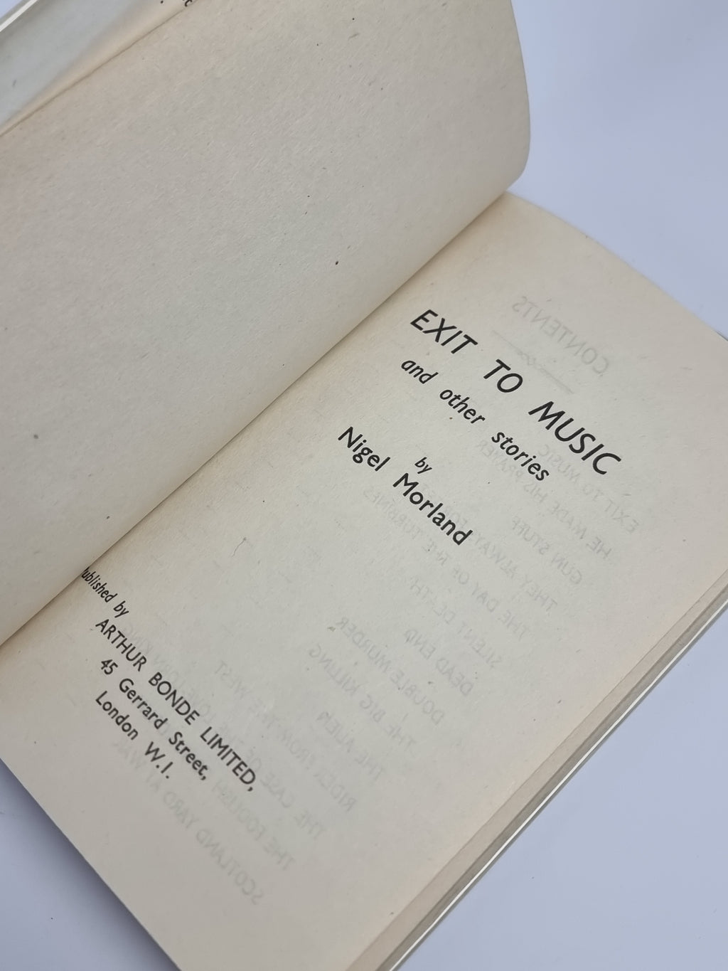 Exit to Music, Nigel Morland — 1st Edition