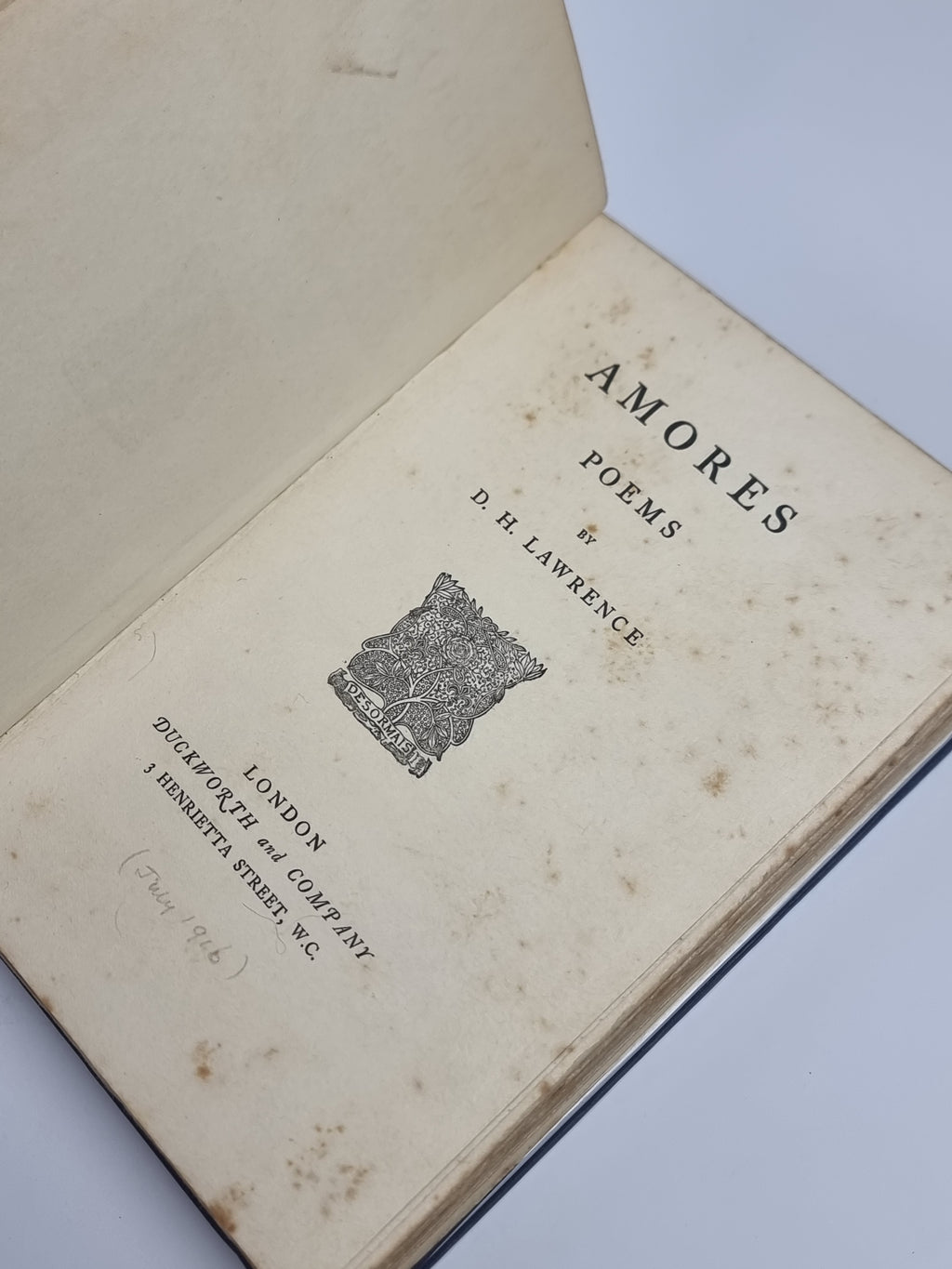 Amores: Poems, D. H. Lawrence — 1st Edition/Printing
