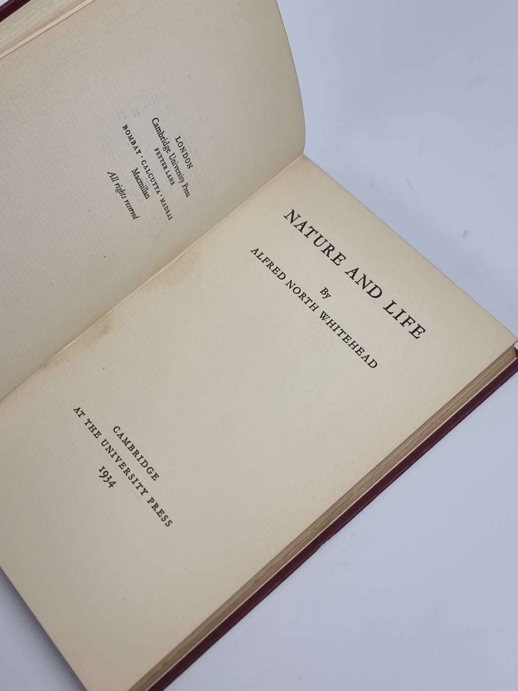Nature and Life, Alfred North Whitehead — 1st Edition
