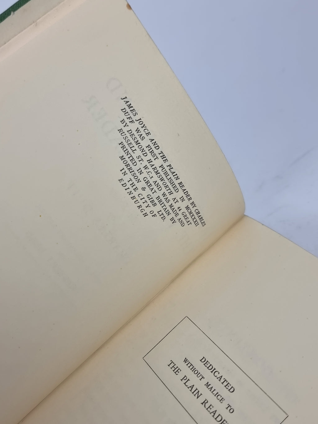 James Joyce and the Plain Reader, Charles Duff — 1st Edition
