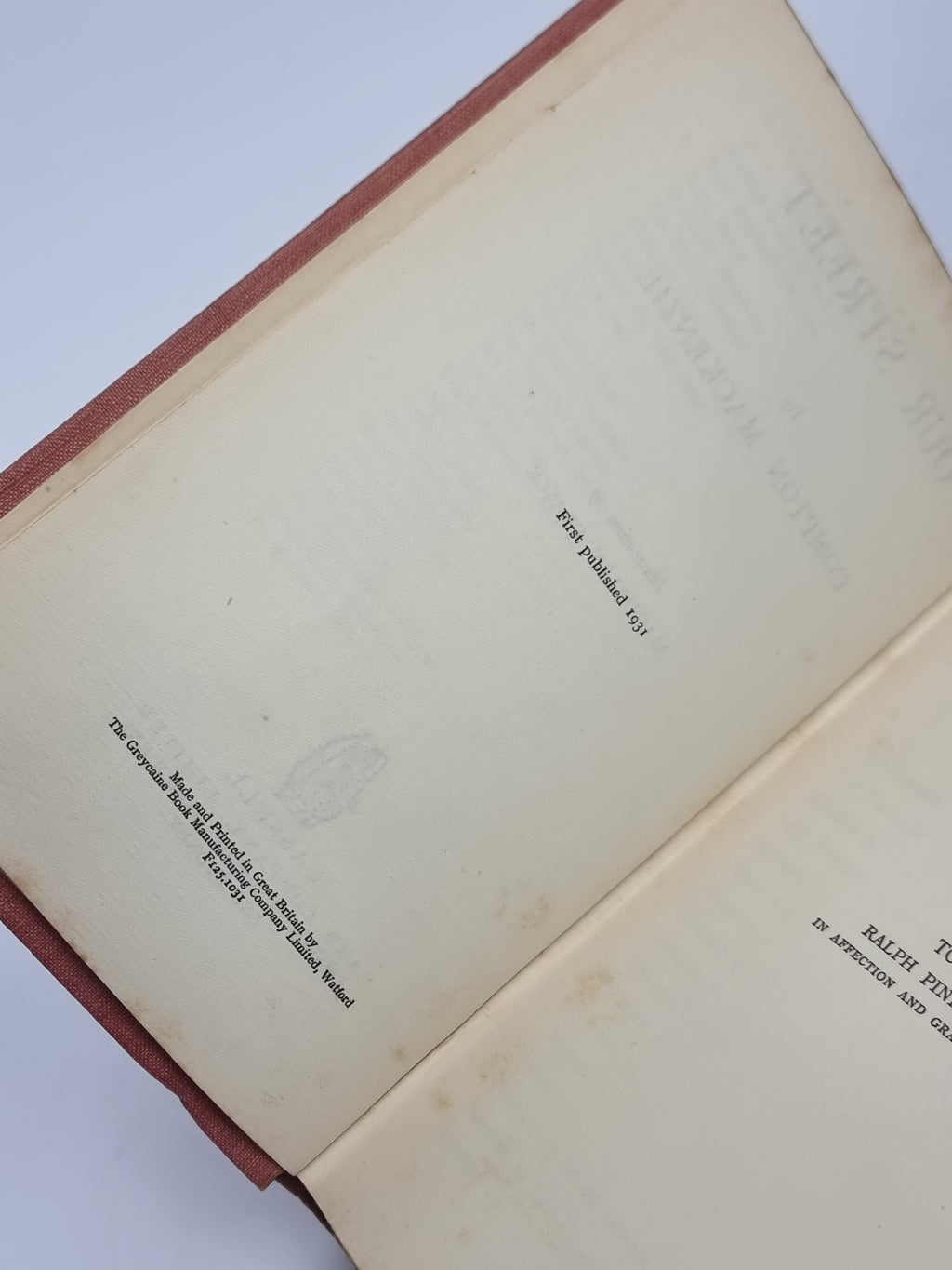 Our Street, Compton Mackenzie — 1st Edition