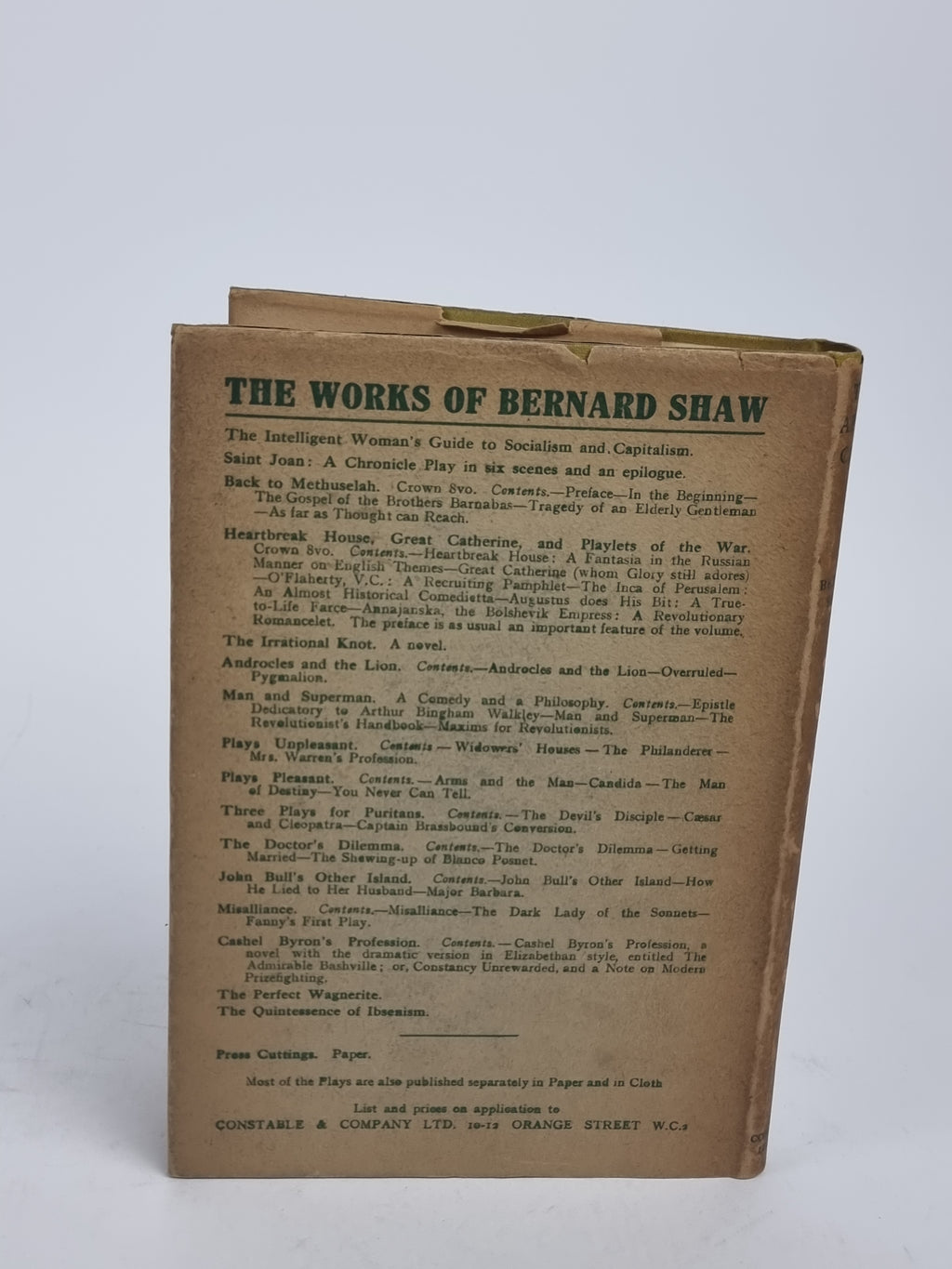 The Apple Cart: A Political Extravaganza, Bernard Shaw — 1st Edition