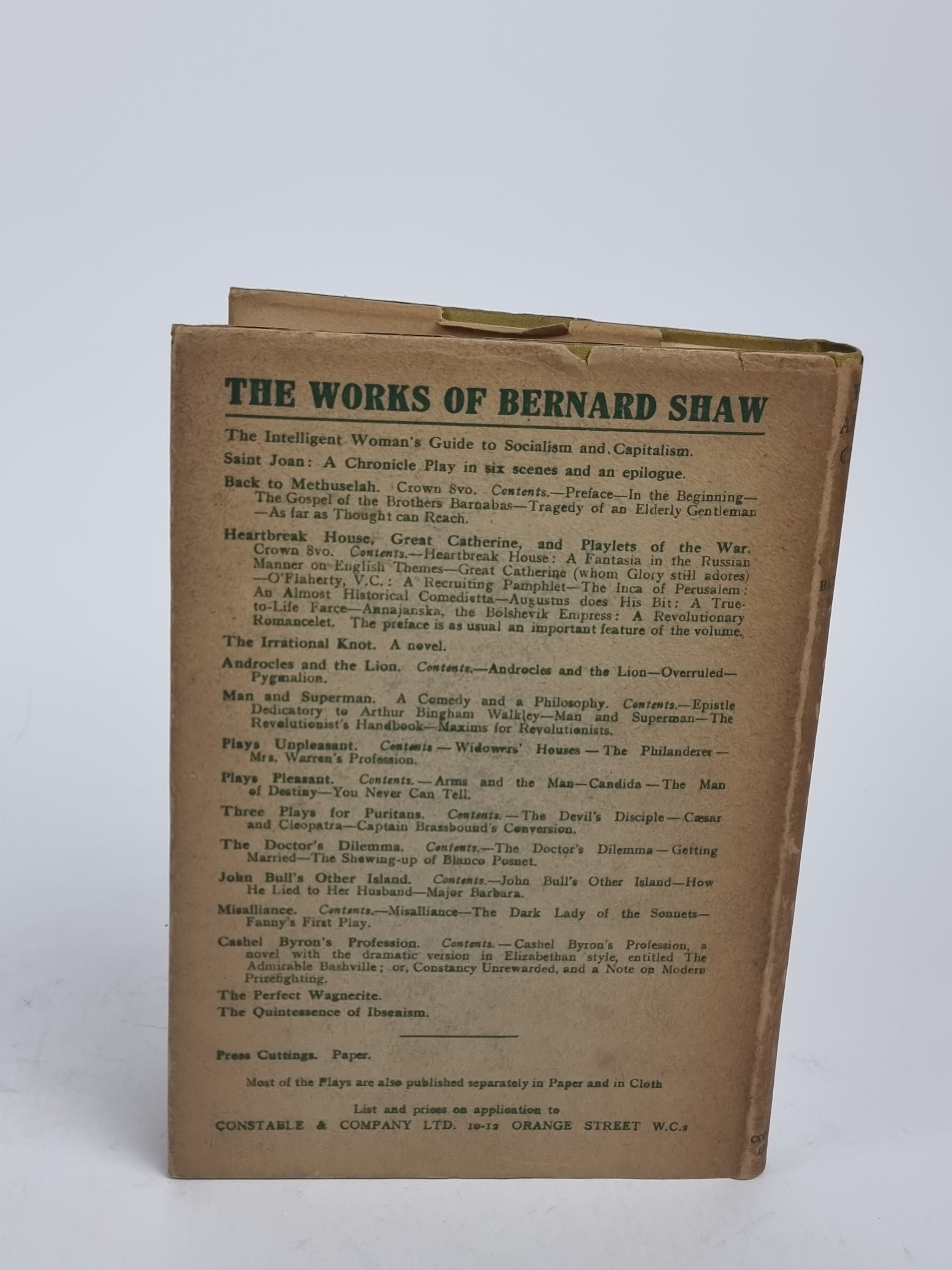 The Apple Cart: A Political Extravaganza, Bernard Shaw — 1st Edition