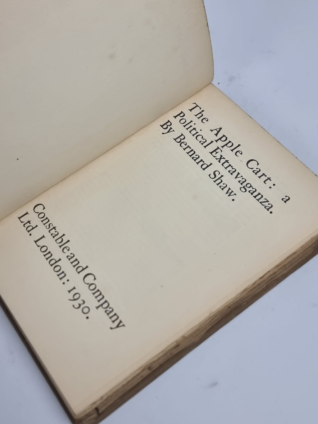 The Apple Cart: A Political Extravaganza, Bernard Shaw — 1st Edition