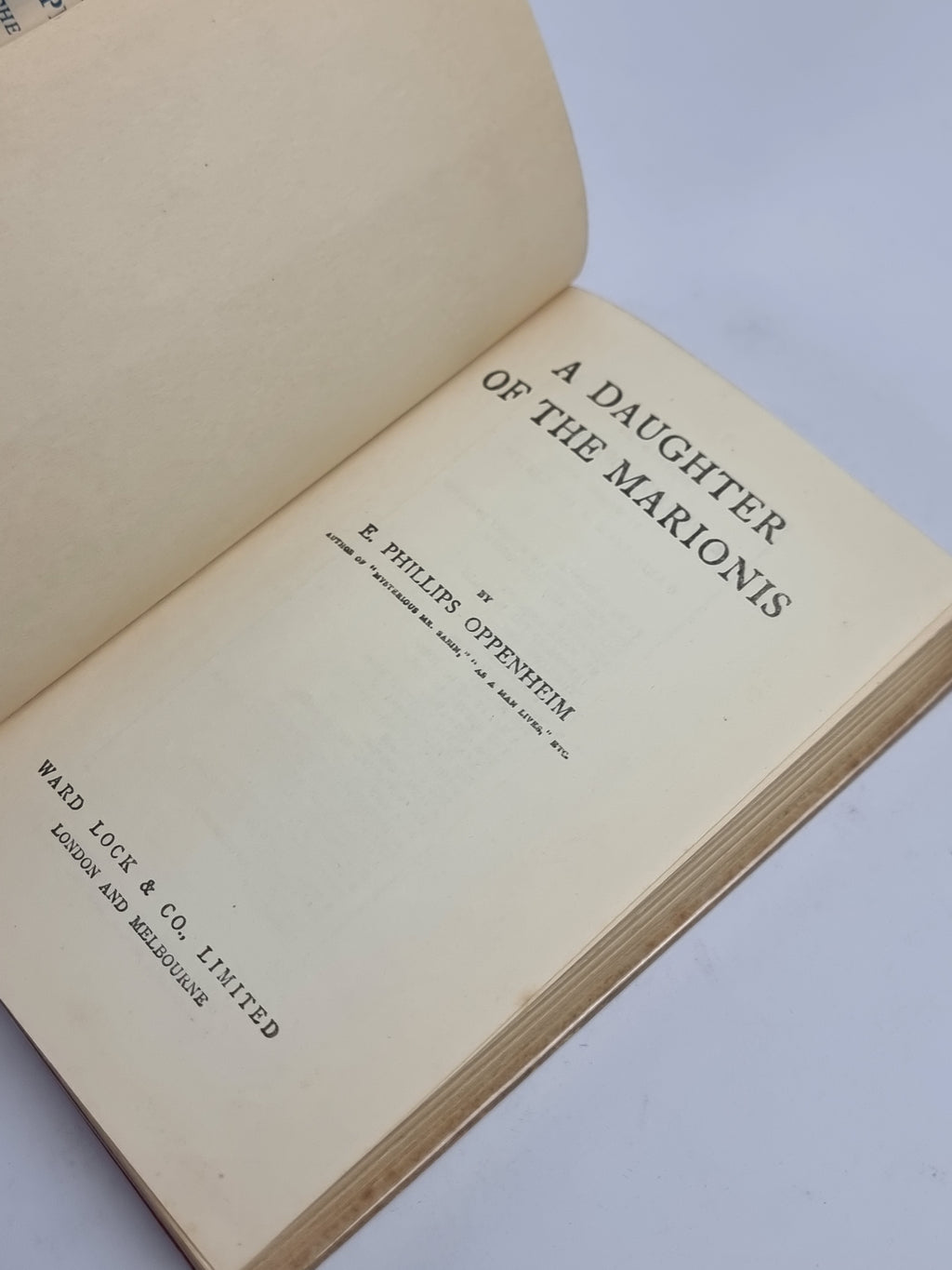 A Daughter of the Marionis, E. Phillips Oppenheim — Reprint Edition
