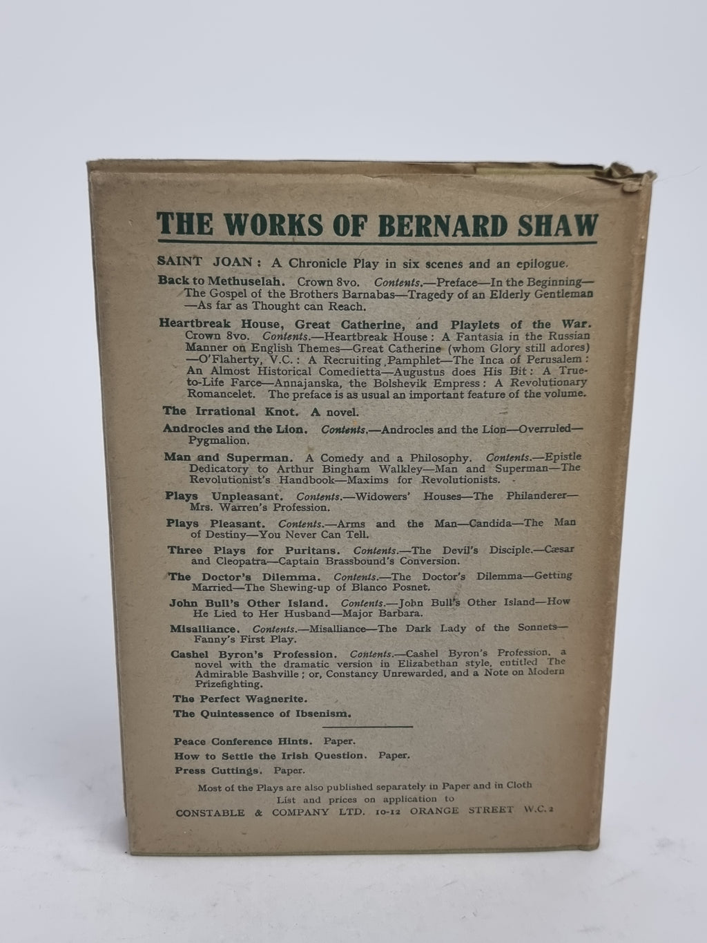 Saint Joan: a Chronicle Play in Six Scenes and an Epilogue, Bernard Shaw — 1st Edition