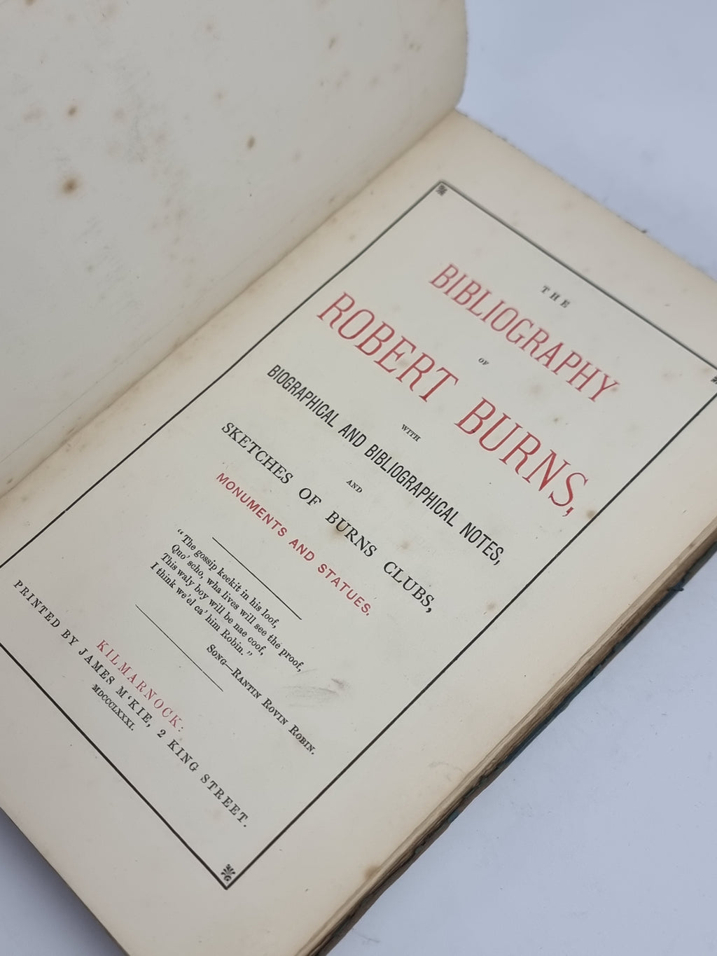 The Bibliography of Robert Burns, Compiled by James M'Kie — 1st Edition, Limited