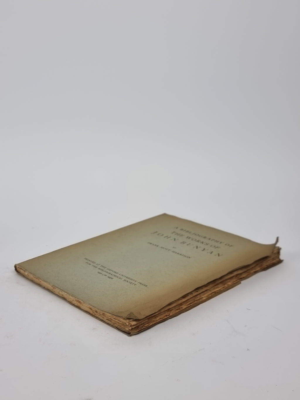 A Bibliography of the Works of John Bunyan, Frank Mott Harrison — 1st Edition