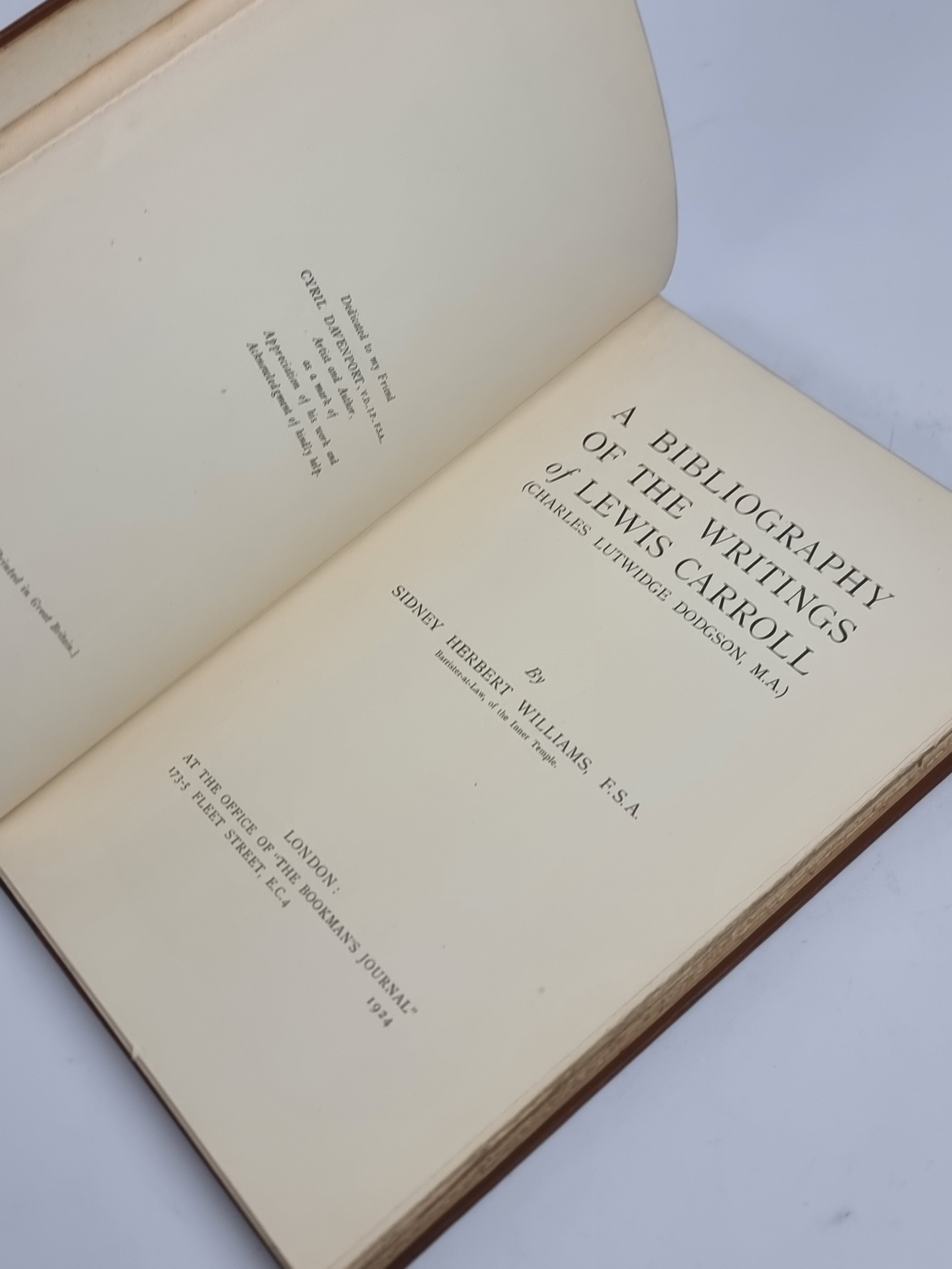 A Bibliography of the Writings of Lewis Carroll (Charles Lutwidge Dodgson, M.A.)