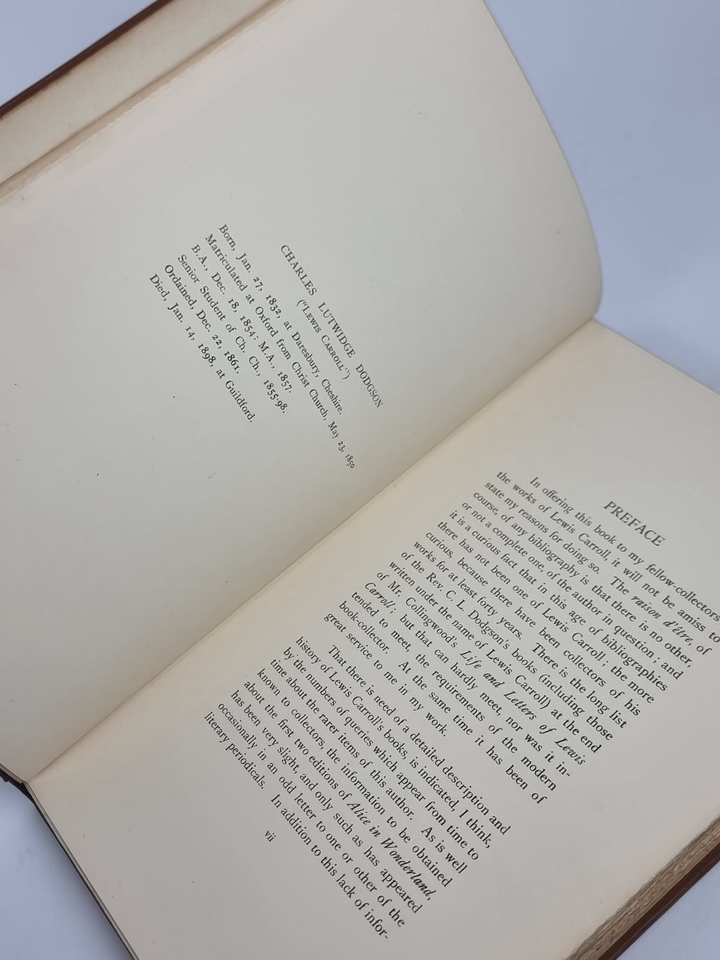 A Bibliography of the Writings of Lewis Carroll (Charles Lutwidge Dodgson, M.A.)