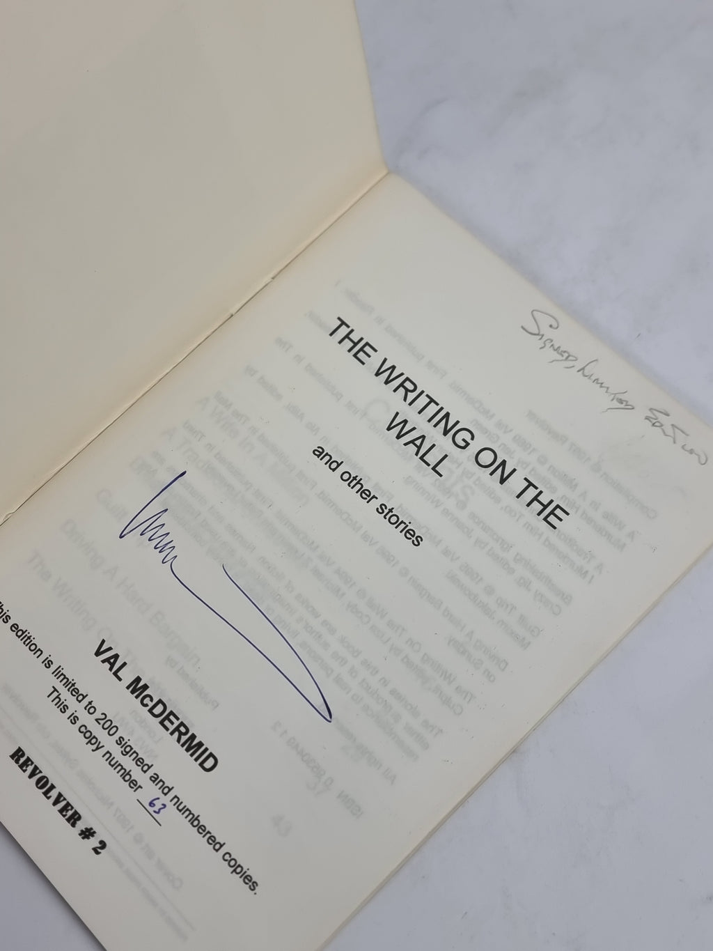 The Writing on the Wall and other stories, Val McDermid — Limited Signed Edition